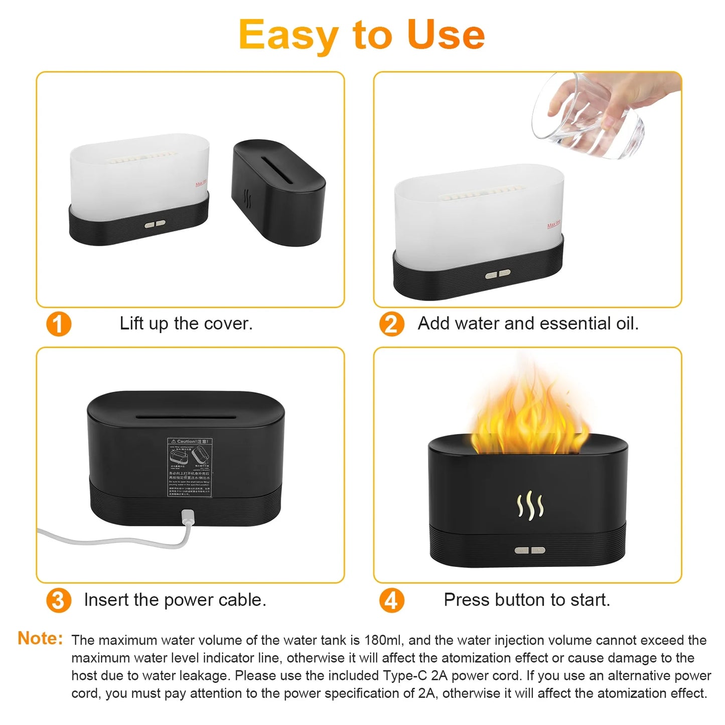 USB Flame Humidifier for Home, Office & Spa