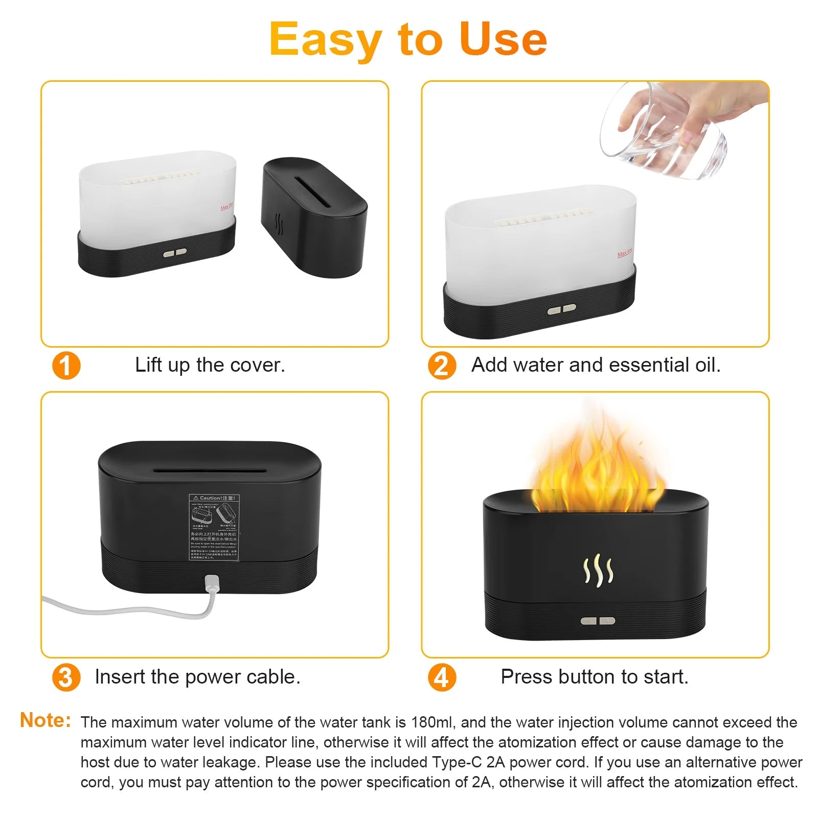 USB Flame Humidifier for Home, Office & Spa