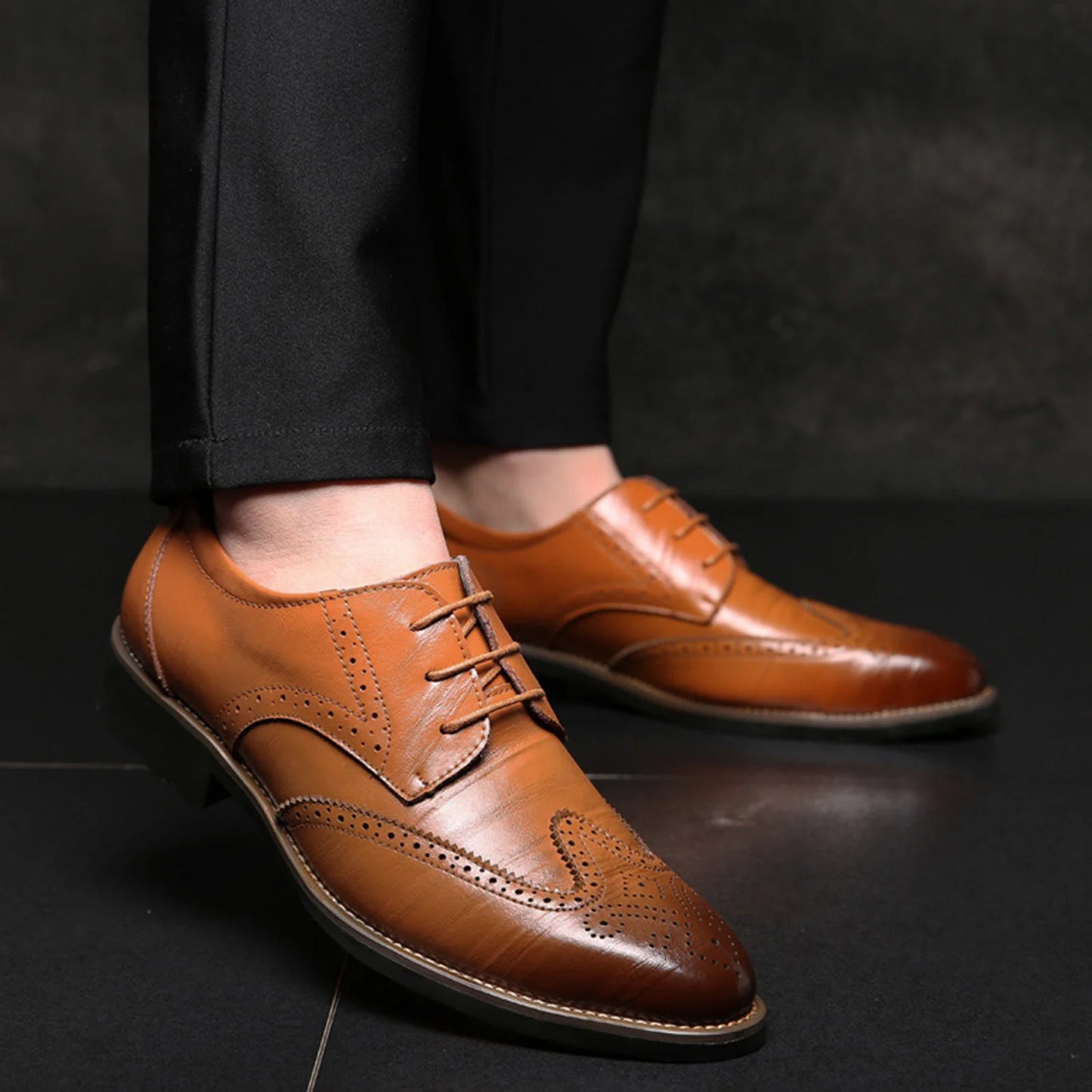 Men's Pointed Toe Leather Dress Shoes