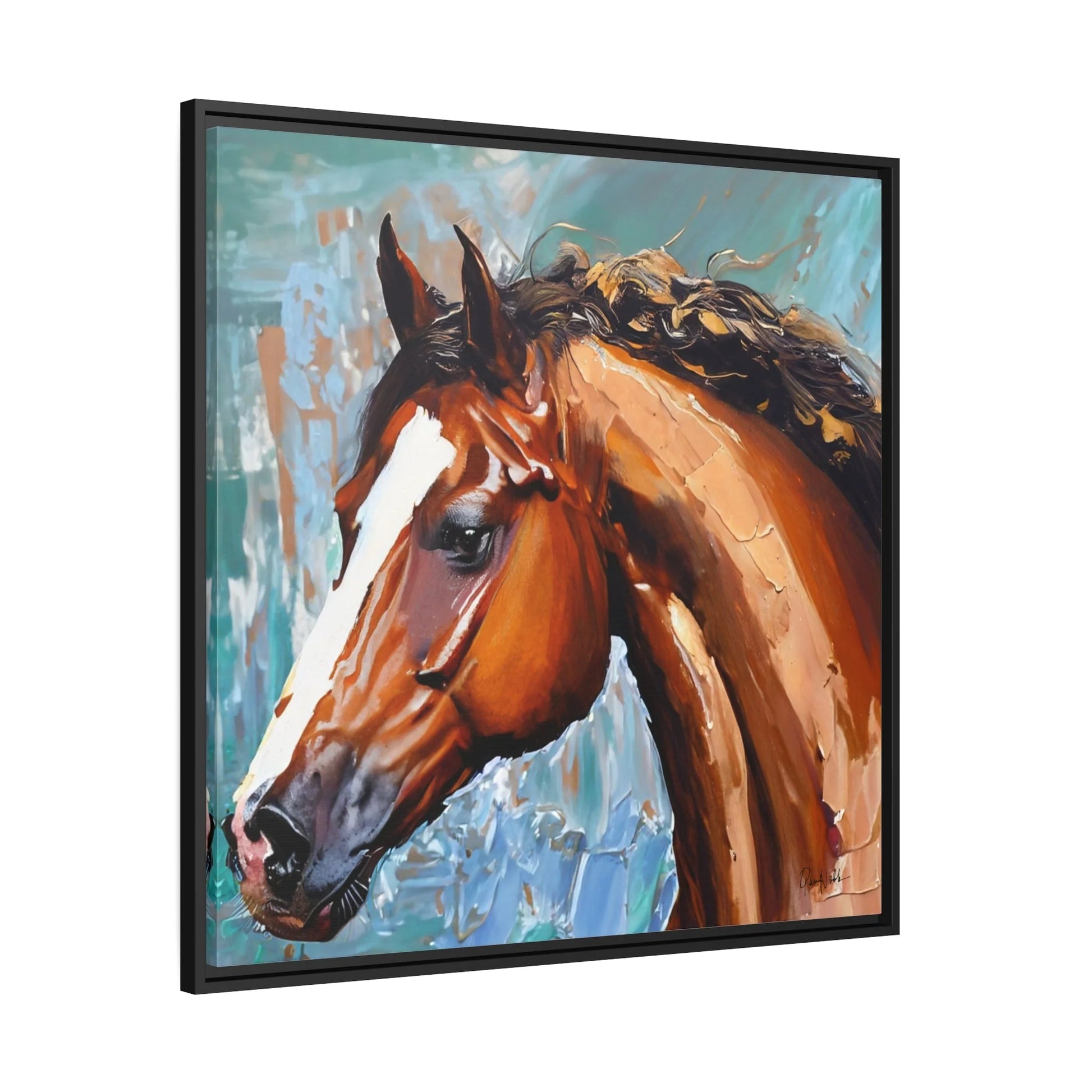 BROWN STALLION PORTRAIT Canvas Wall Art - by Queennoble