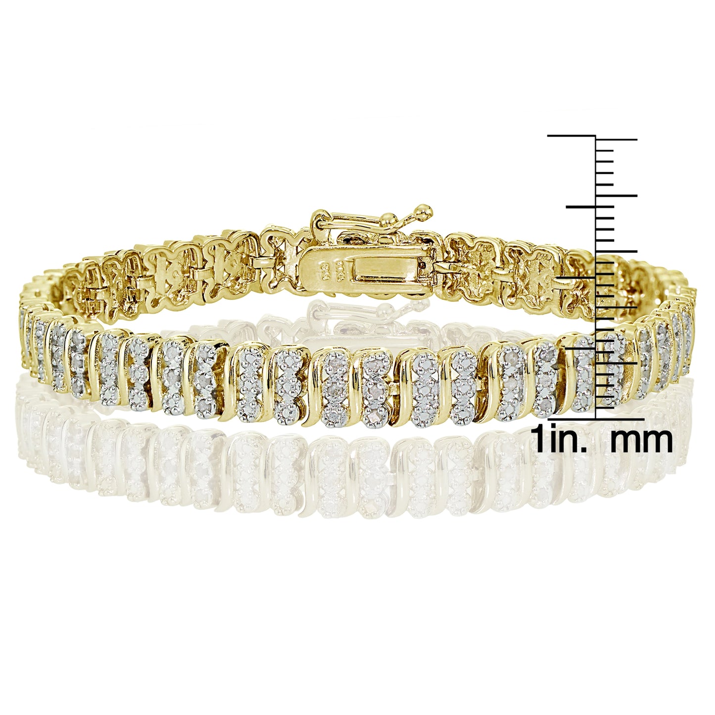 Gold Tone 0.25Ct Diamond S Pattern Tennis Bracelet