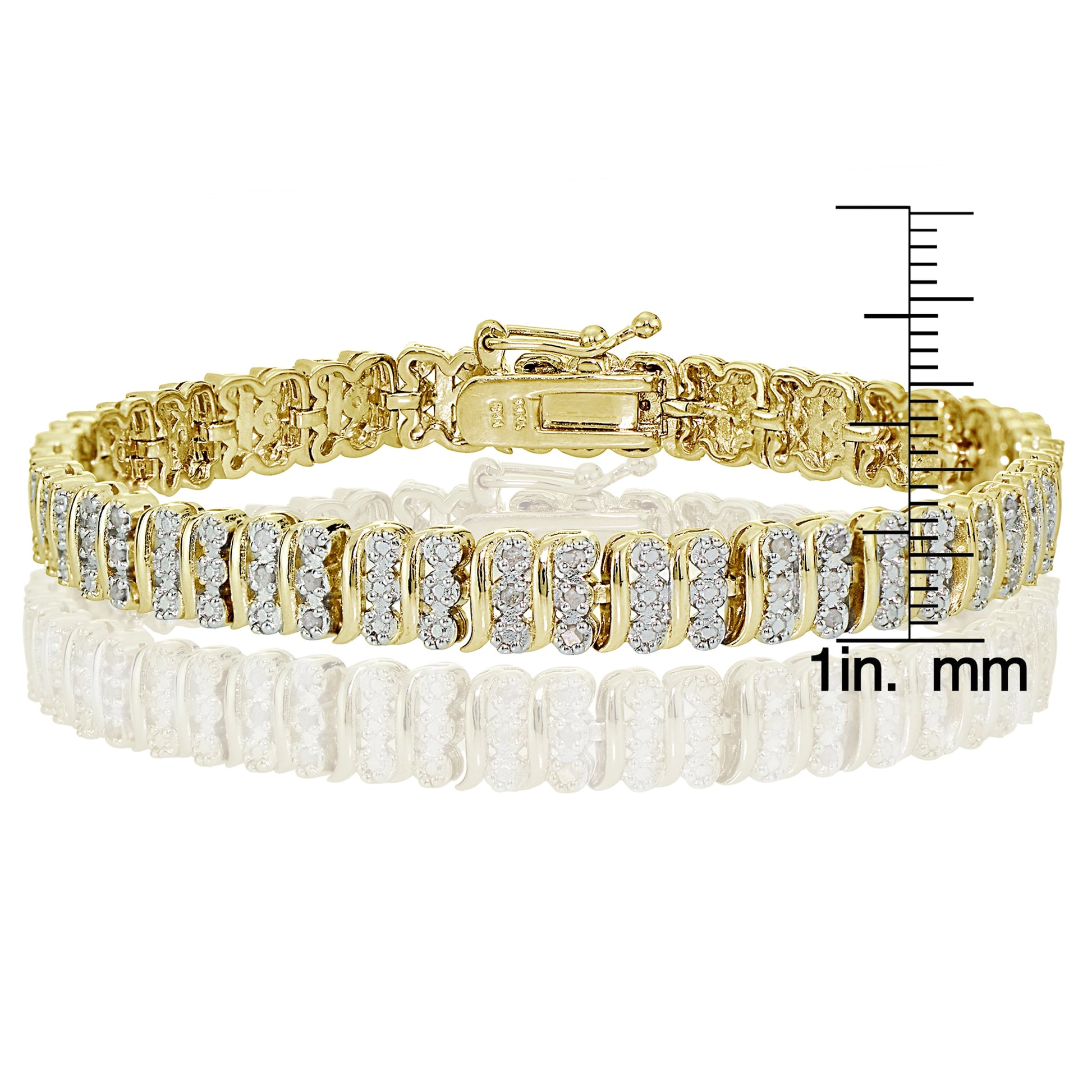 Gold Tone 0.25Ct Diamond S Pattern Tennis Bracelet