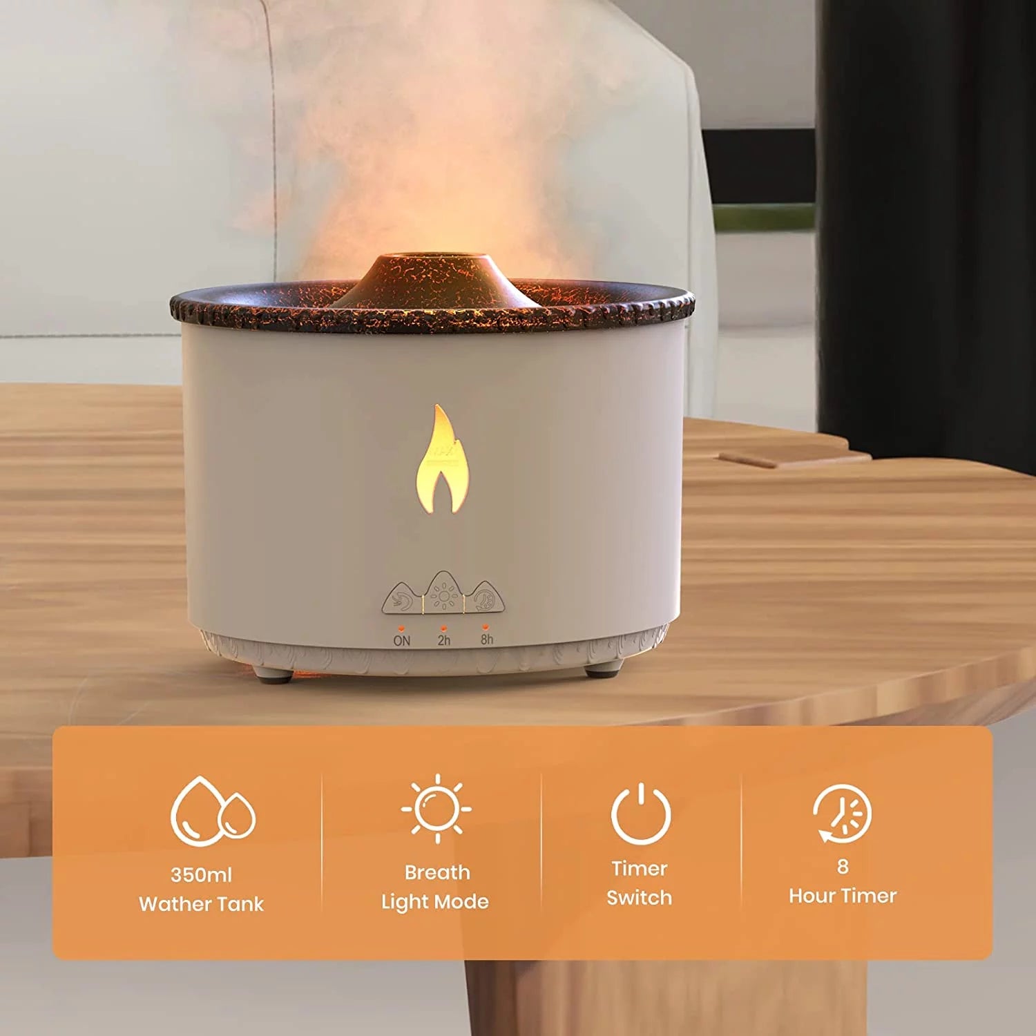 Flame & Volcano Diffuser: Ultrasonic Essential Oil Humidifier