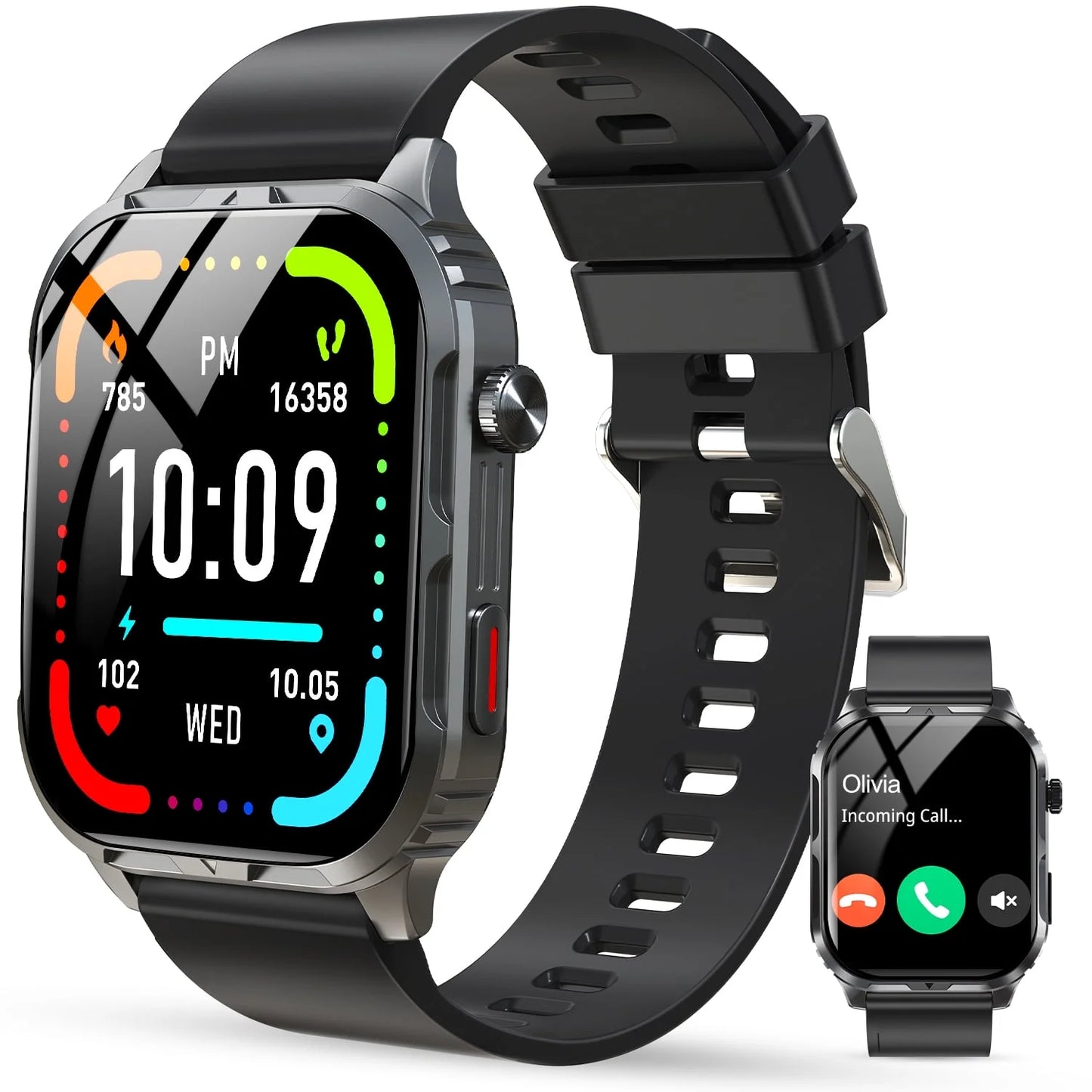 Smart Watch for Android & iPhone, Bluetooth Calling (Black)