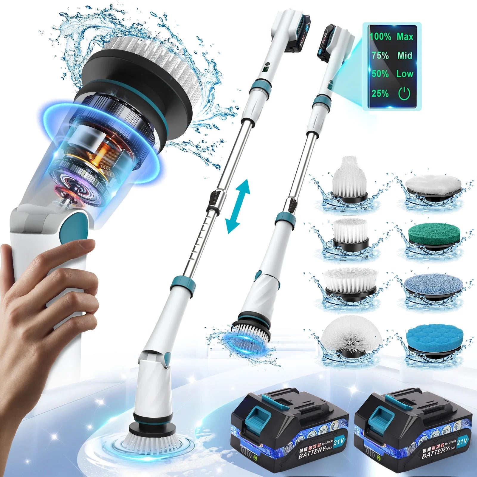 Electric Cleaning Brush for Tub, Kitchen & Floor Cleaning