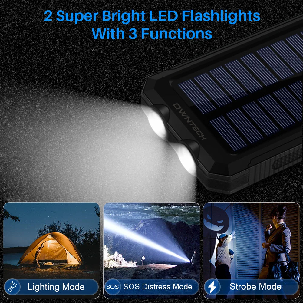 Portable Solar Power Bank, 20000mAh, for Phones & Android