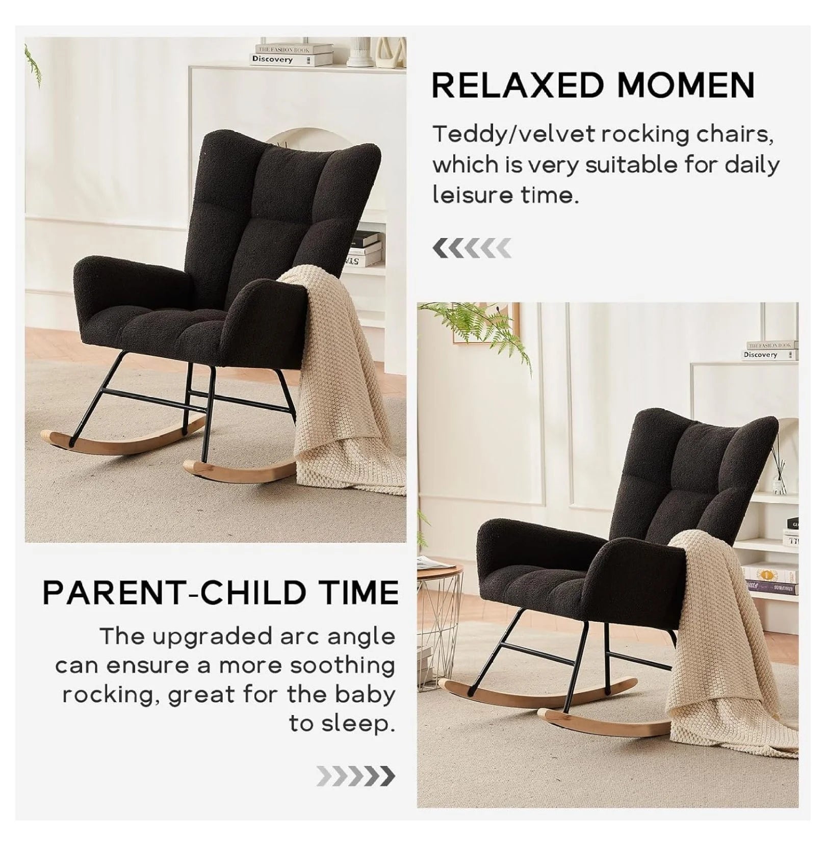 Modern Nursery Rocking Glider with High Back