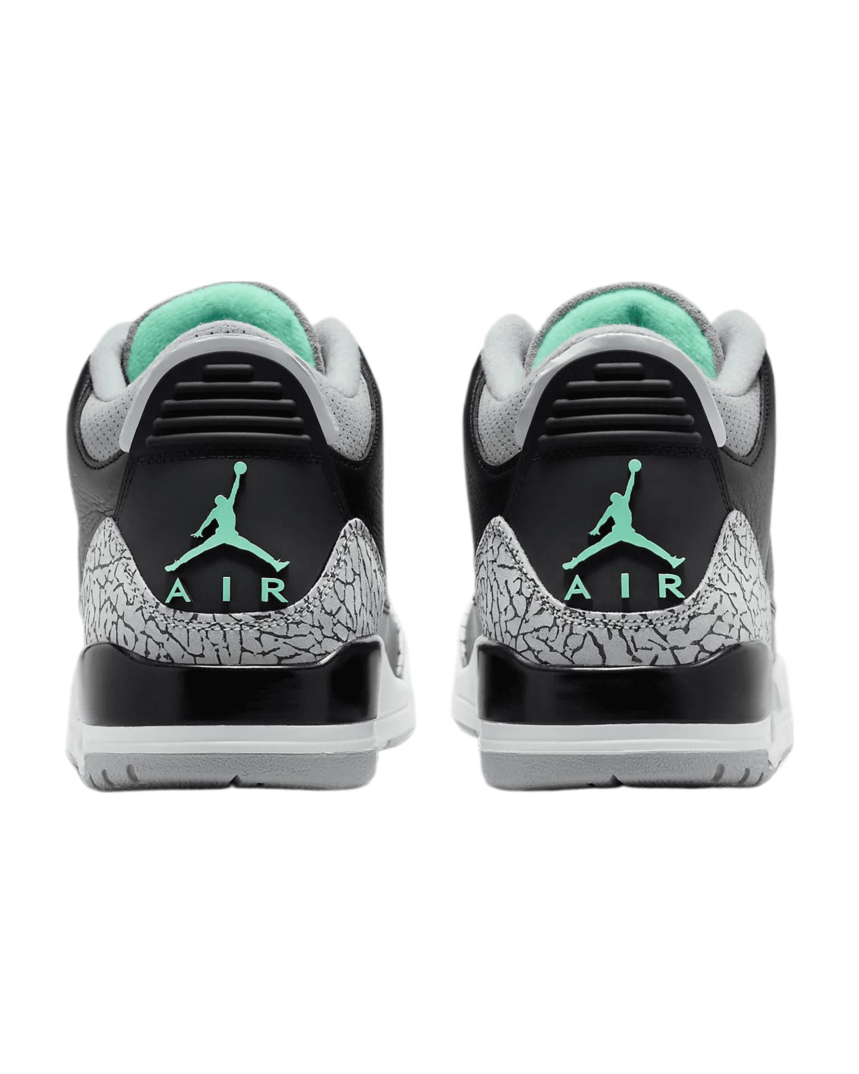 Men's Retro 3 Sneakers in Black/Green Glow-Wolf Grey, Model CT8532-031, Size 11 US