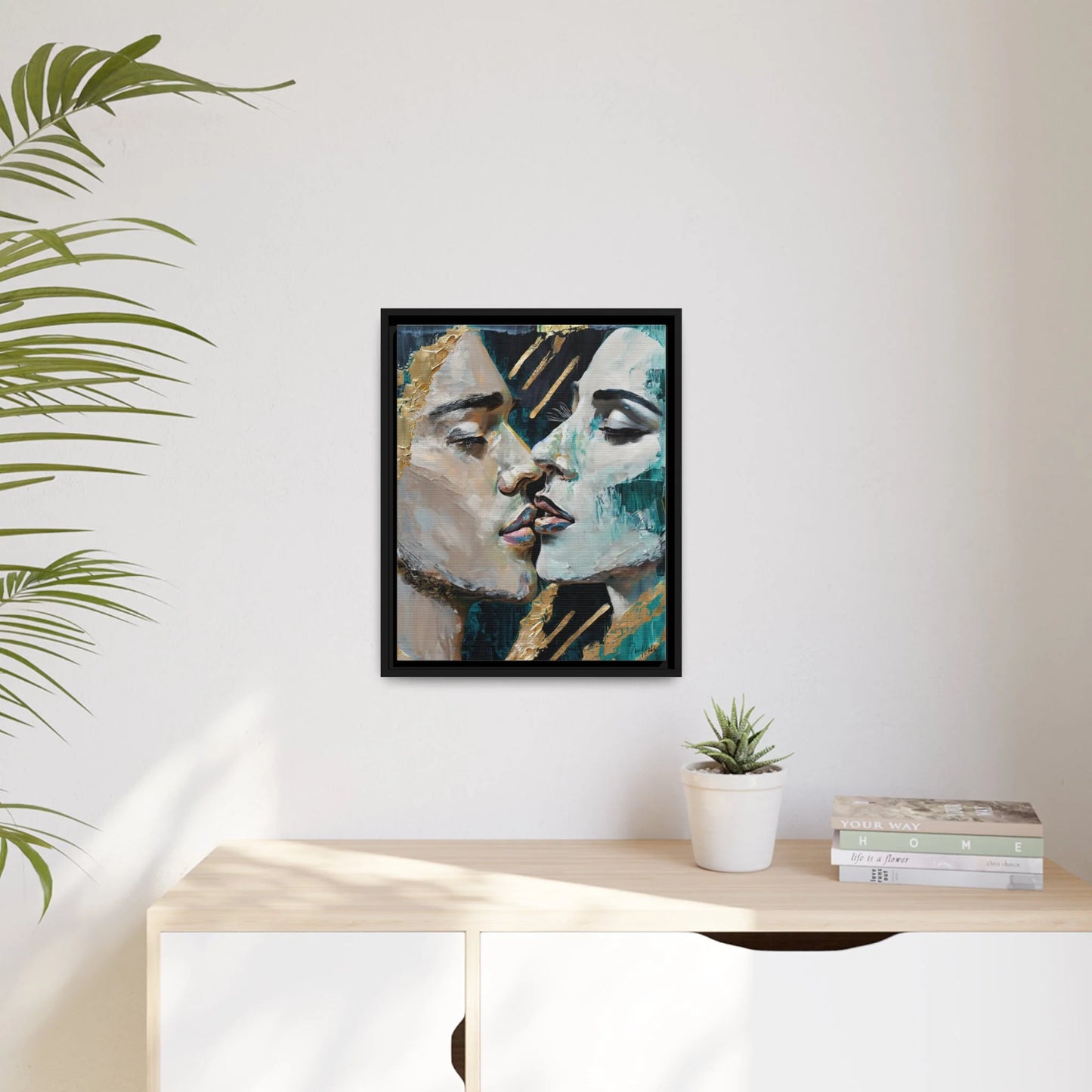 CLOSED EYES and KISSED Canvas Wall Art - by Queennoble