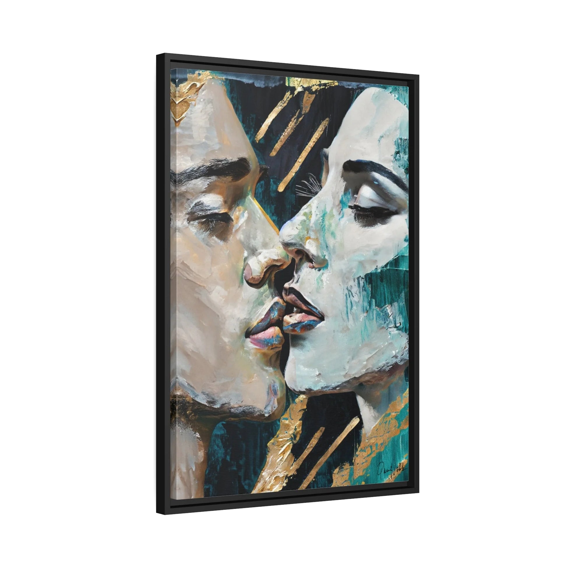 CLOSED EYES and KISSED Canvas Wall Art - by Queennoble