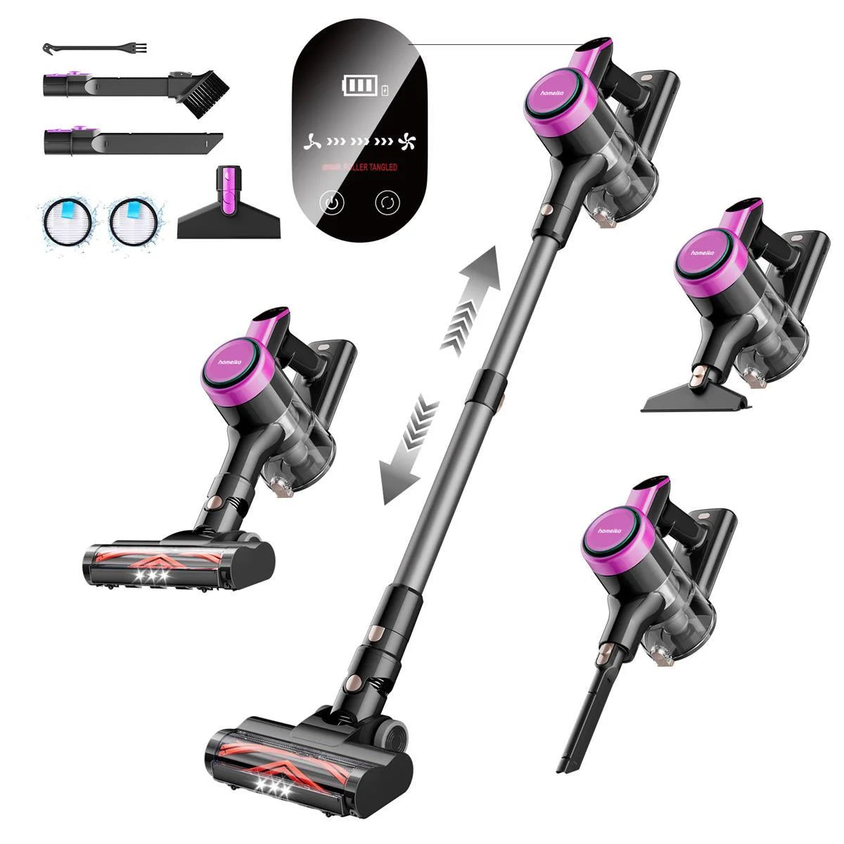 300W Cordless Vacuum Cleaner, 23KPa Suction, 48min Runtime