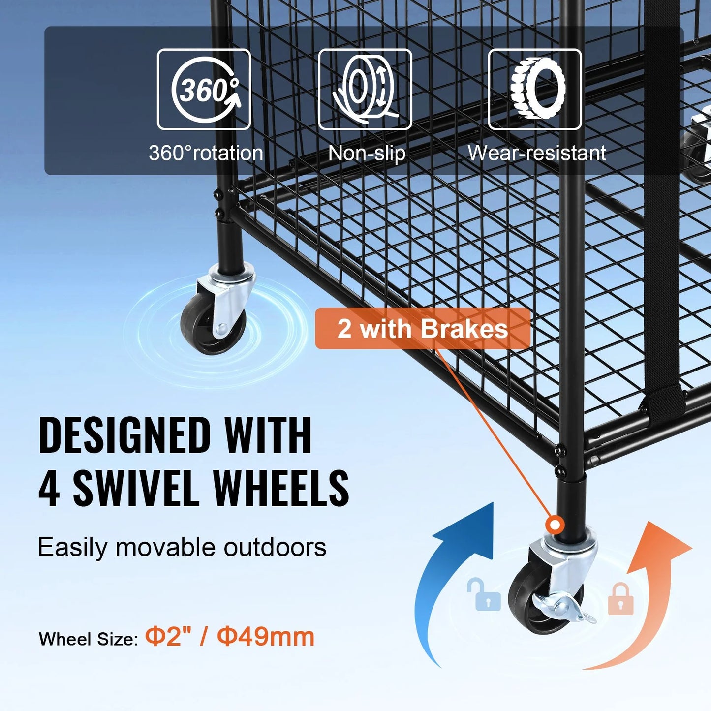 Rolling Sports Ball Cart: Lockable & Durable