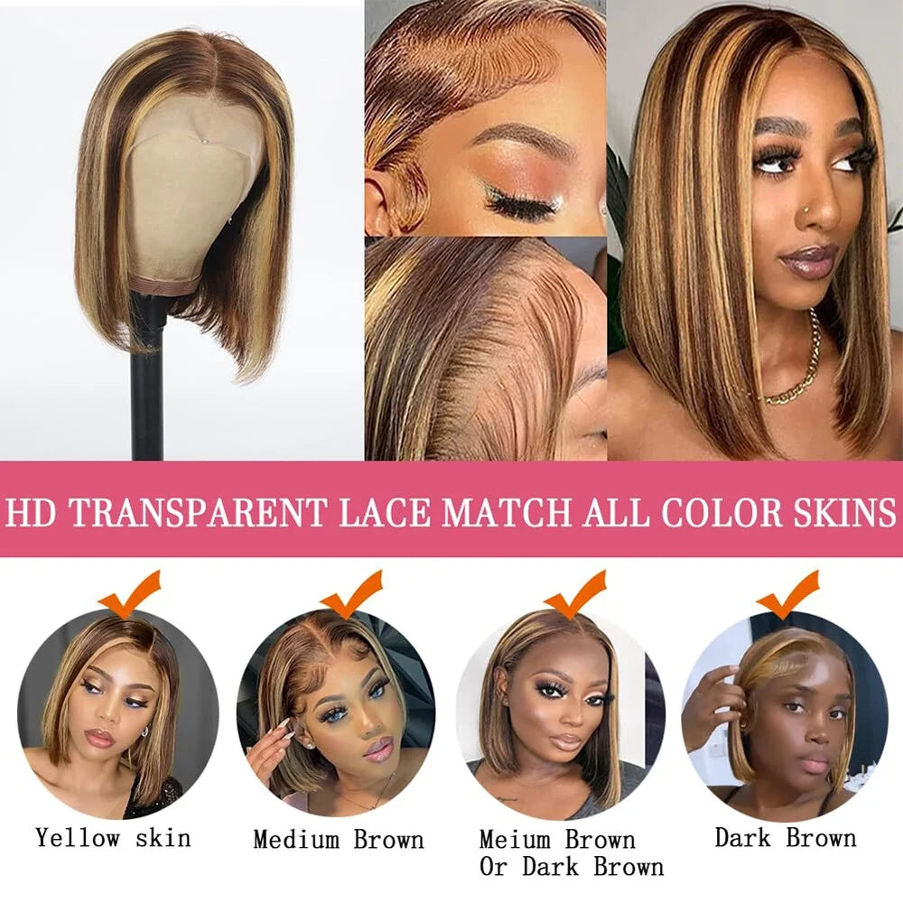 Ombre Highlight 13x4 Lace Front Bob Wig (10")