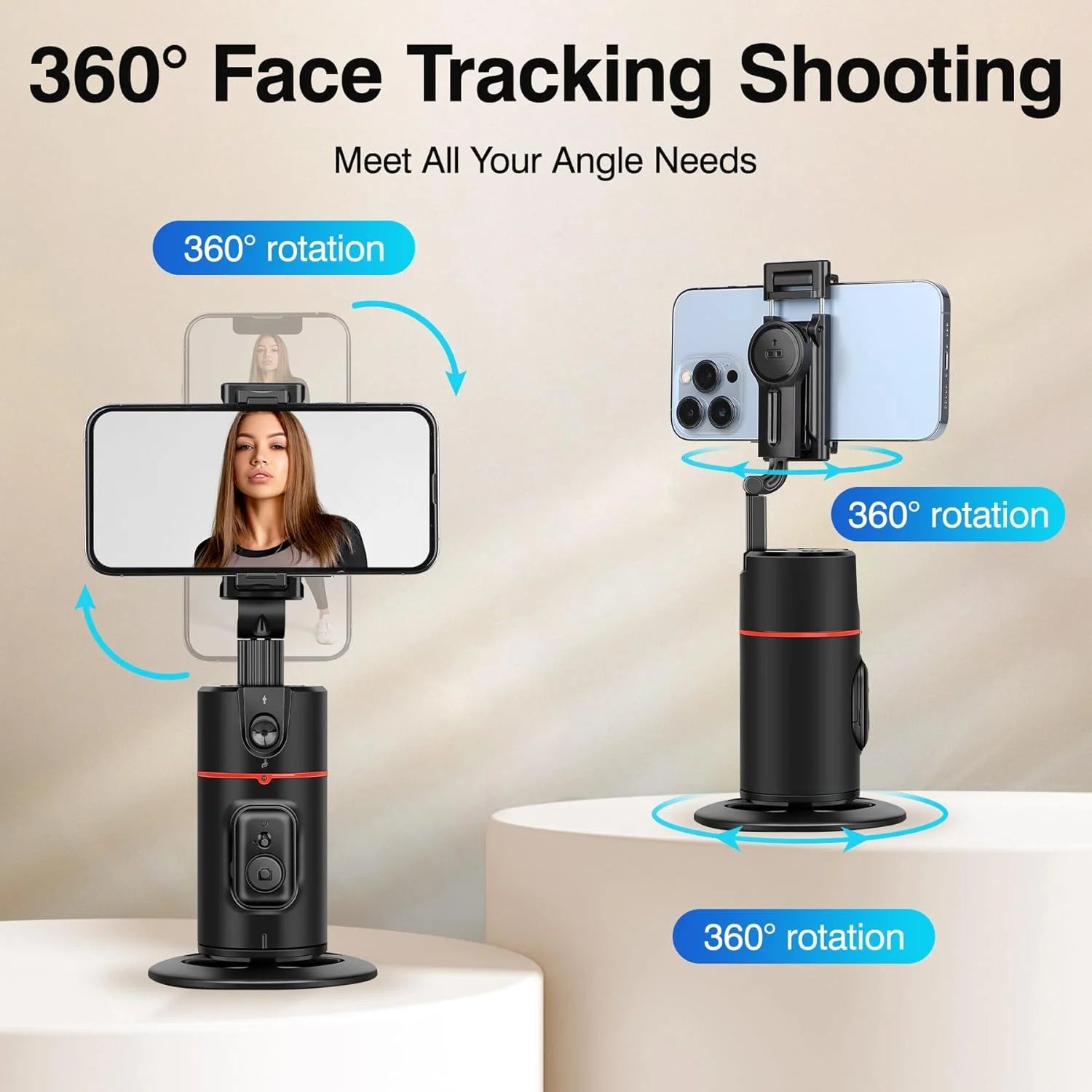 Auto Face Tracking Phone Tripod, 360° Rotation