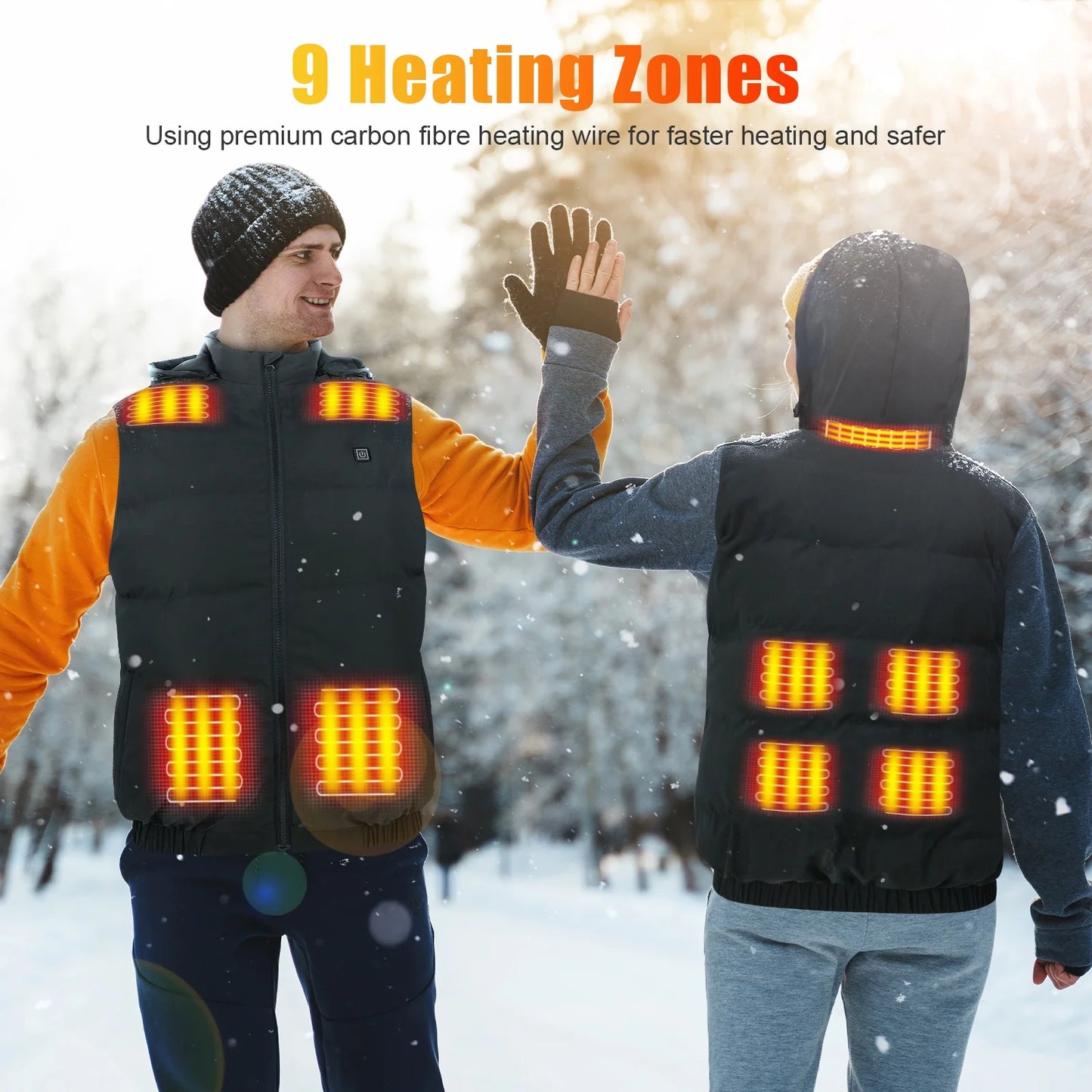 Heated Vest with 10000mAh Battery & Detachable Hood (XL)