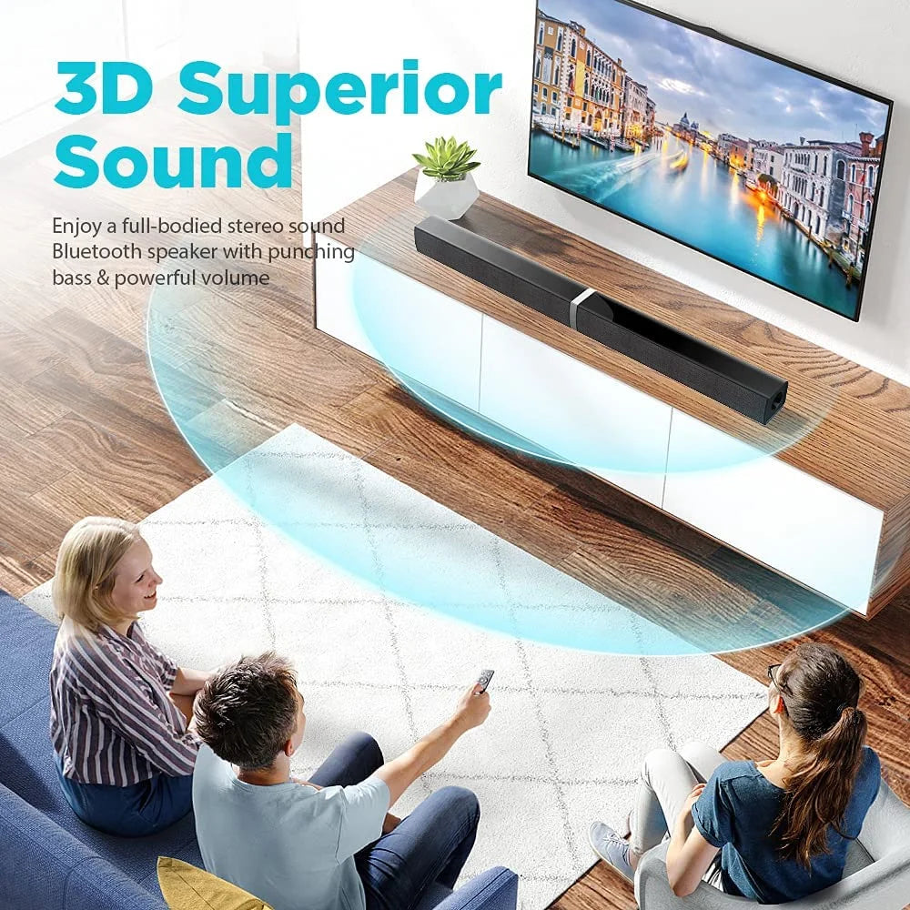 Bluetooth TV Soundbar with Remote & Multiple Inputs