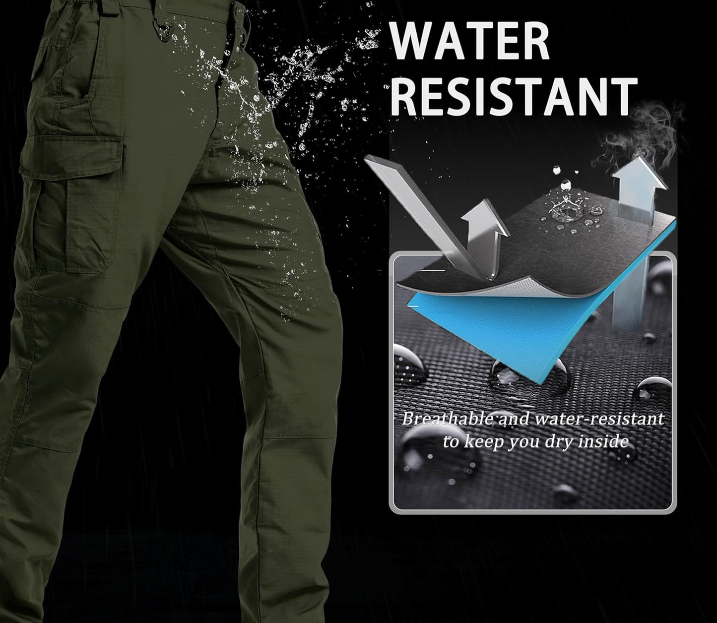 Men's Tactical Cargo Pants: 9 Pockets, Ripstop, Water-Repellent, Perfect for Work & Outdoor