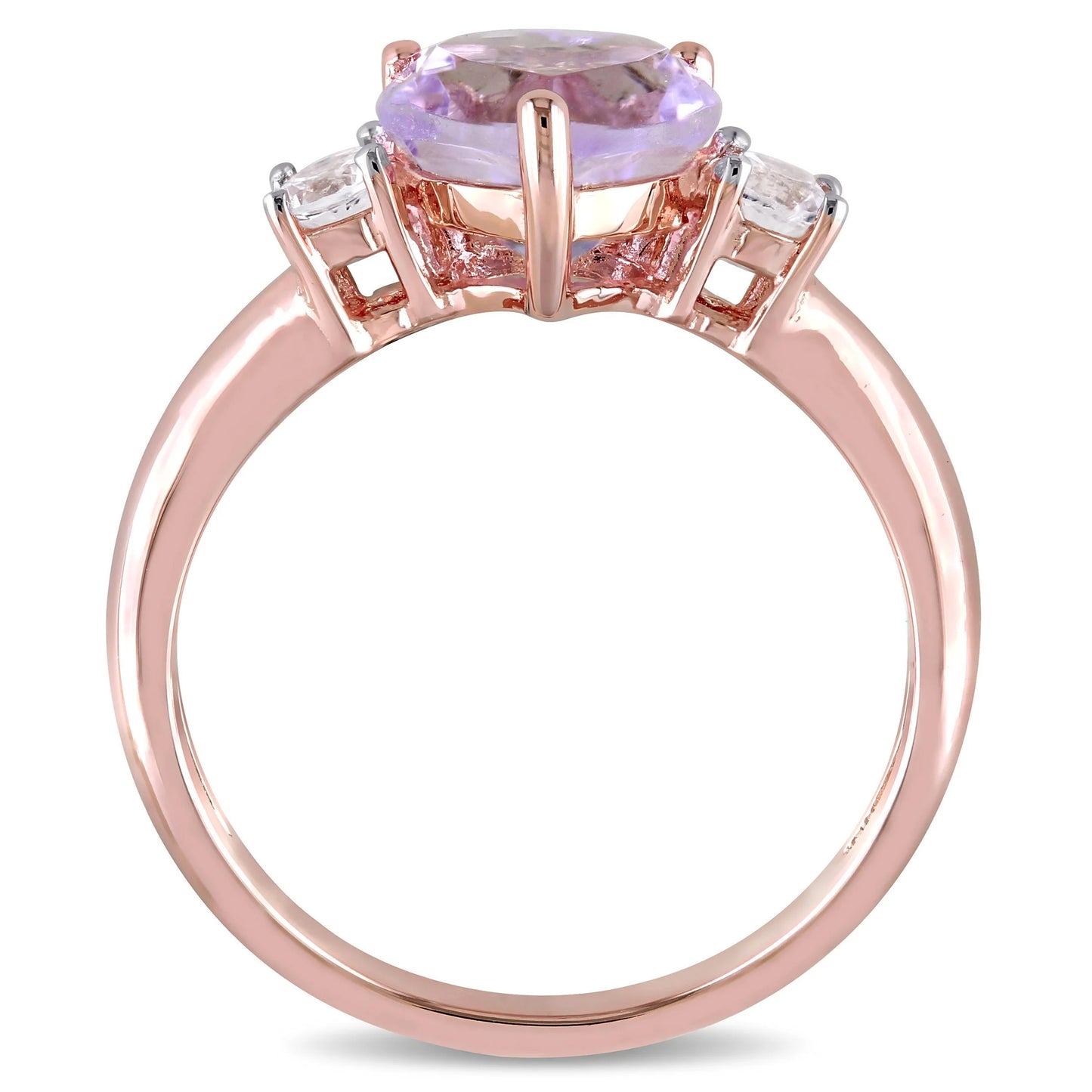 Women'S Created Sapphire and Amethyst Rose Gold Plated Engagement Ring