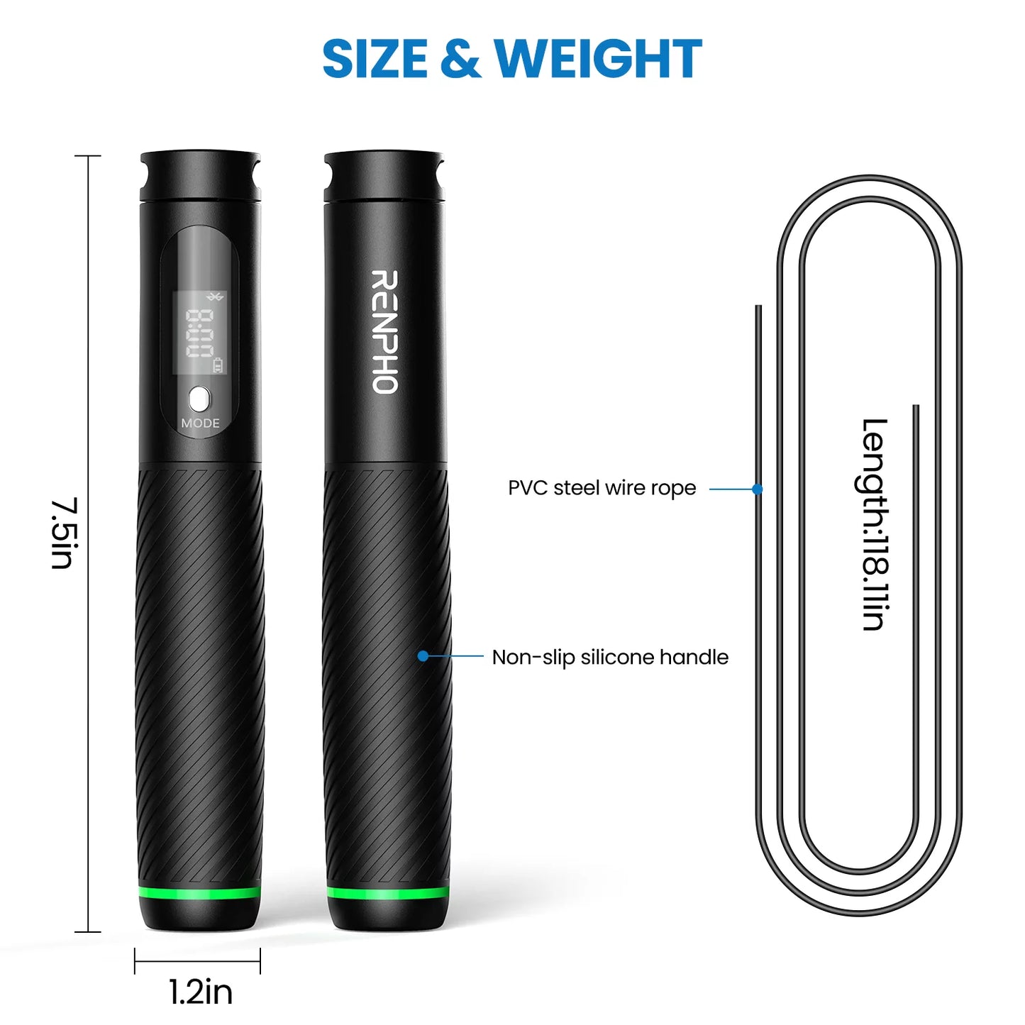 9FT Adjustable Smart Jump Rope with Count Time Calorie Analysis , Black