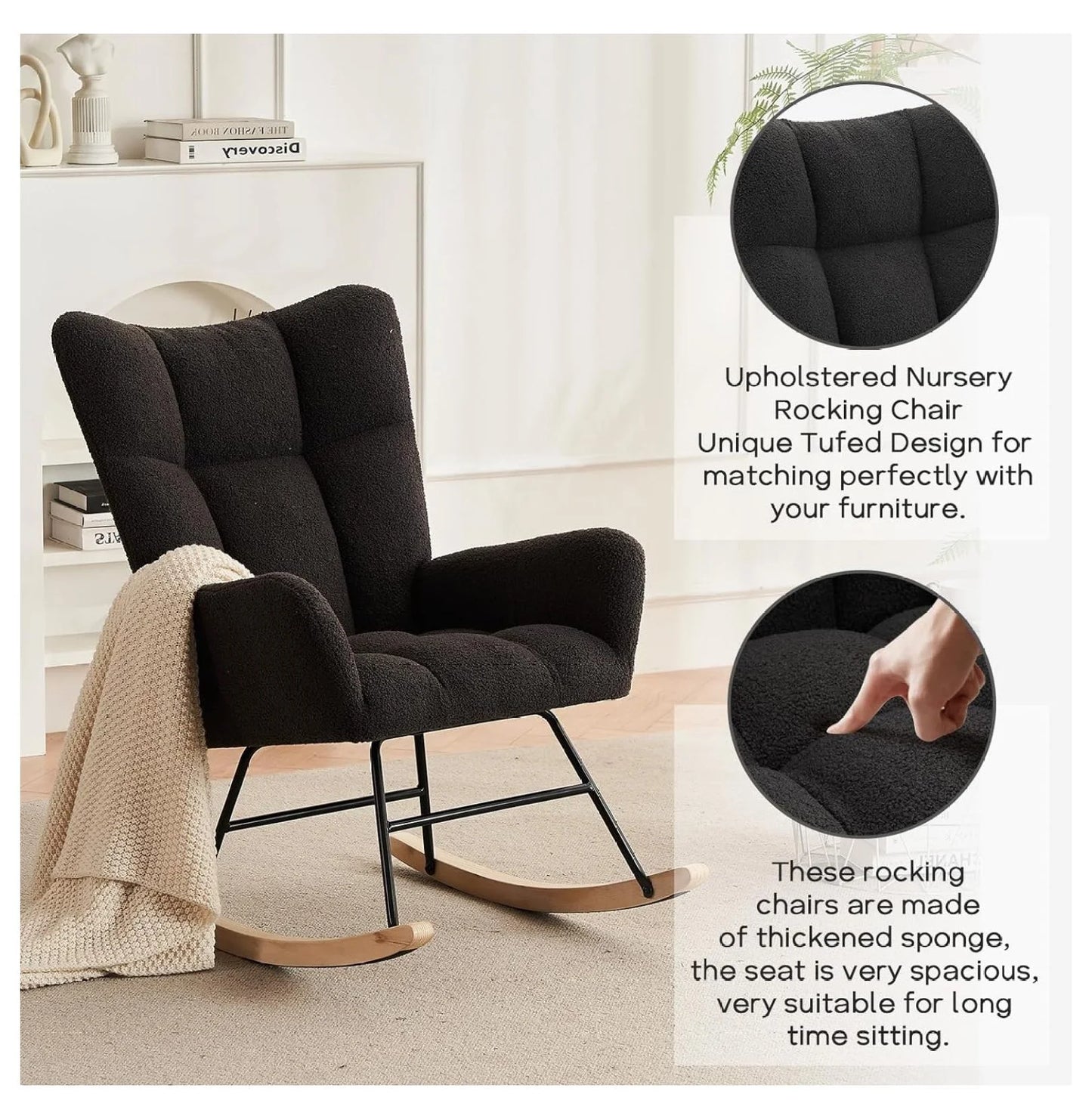 Modern Nursery Rocking Glider with High Back