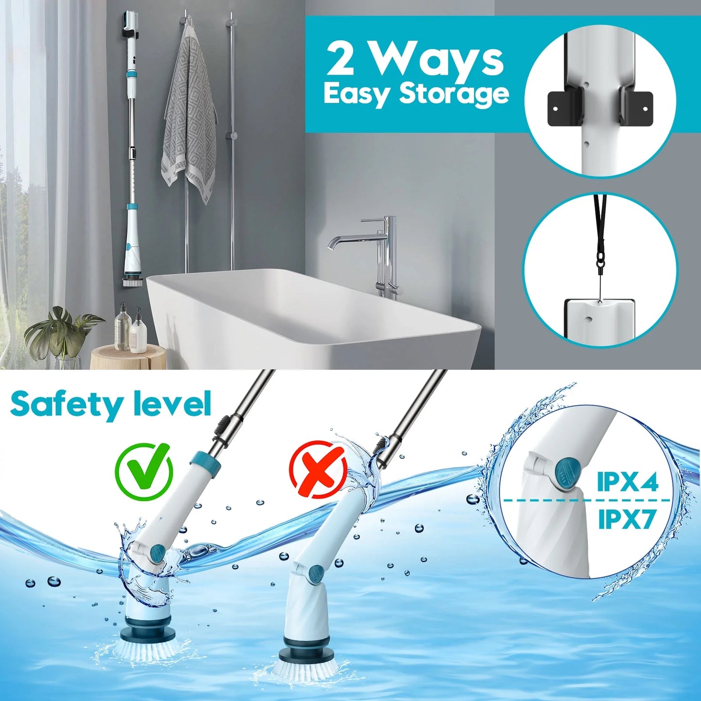 Electric Cleaning Brush for Tub, Kitchen & Floor Cleaning