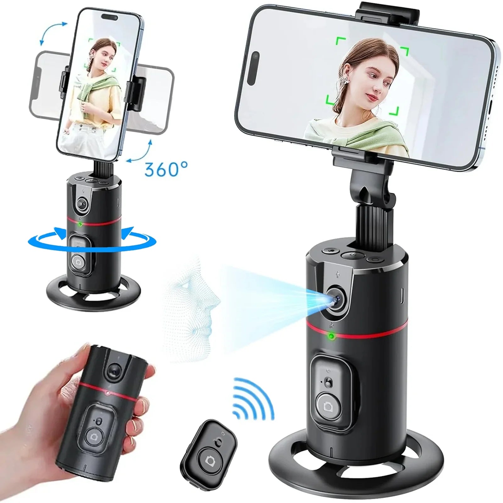 Auto Face Tracking Phone Tripod, 360° Rotation