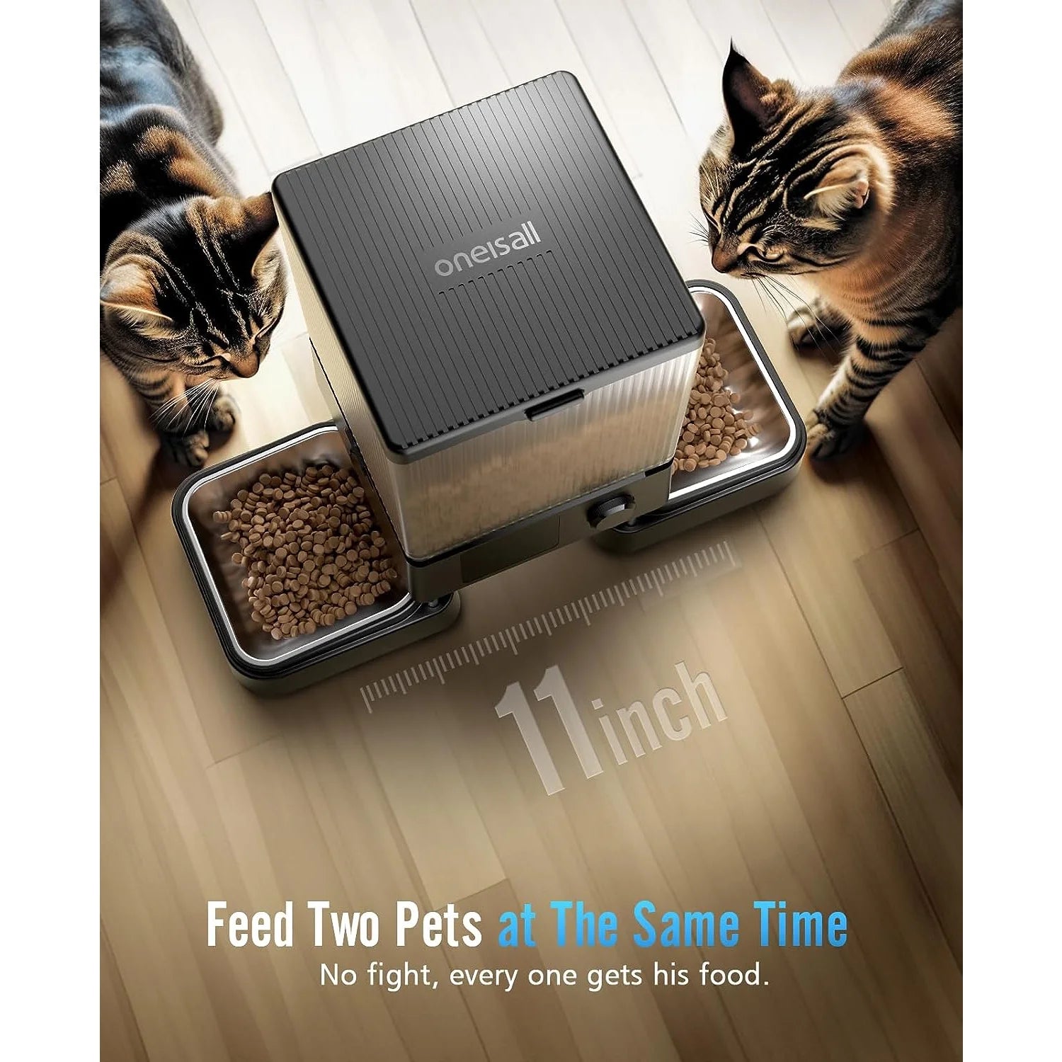 5L WiFi Automatic Pet Feeder with Dual Bowls (Black)