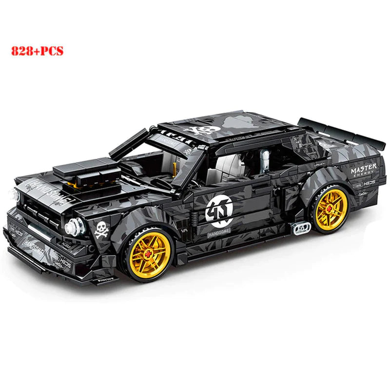 Speed Champions Cars Ford Mustang 2014 Building Blocks Car Ken Block Stickers Drift Ghost Pull Back Model Toys