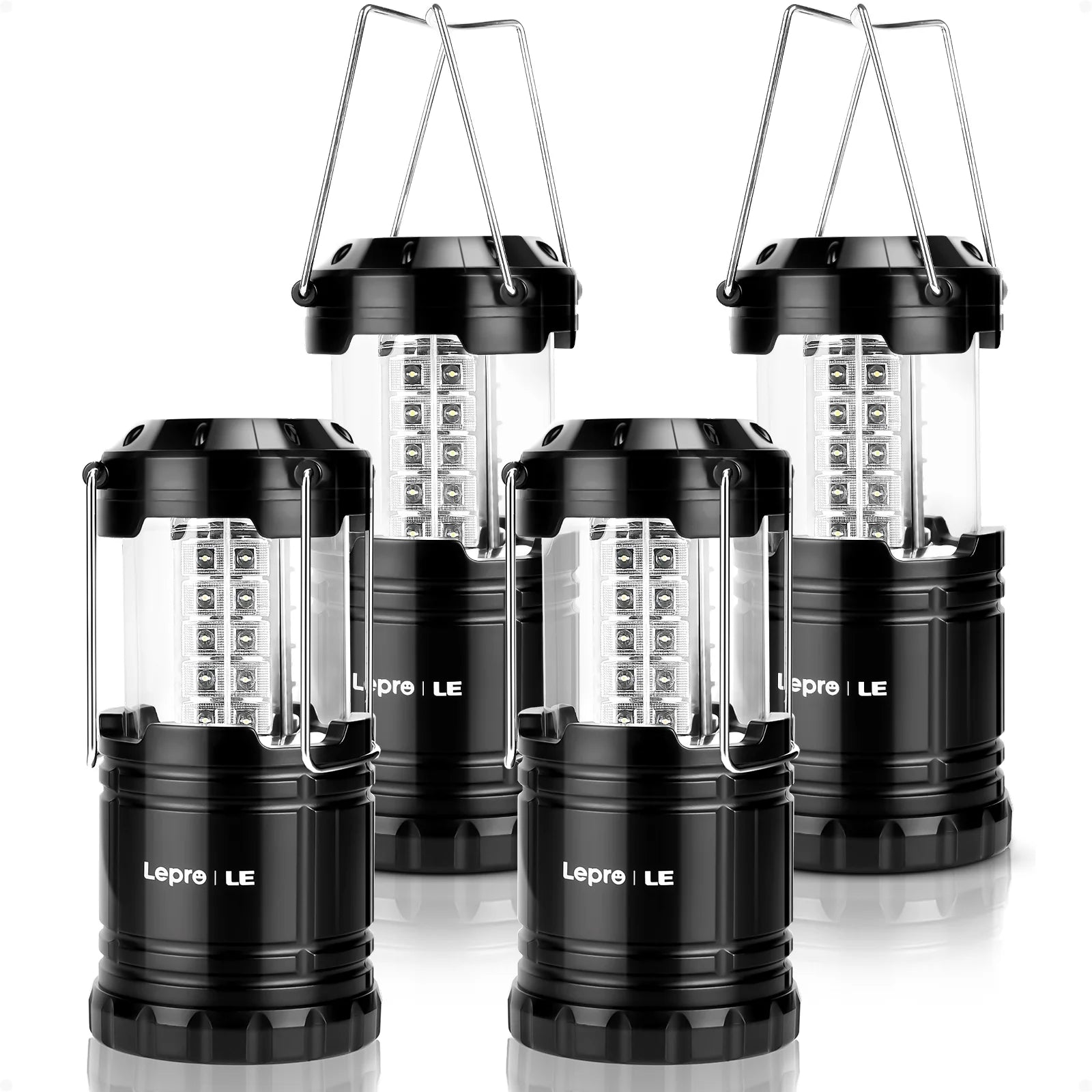 4-Pack LED Collapsible Camping Lanterns (Water Resistant)