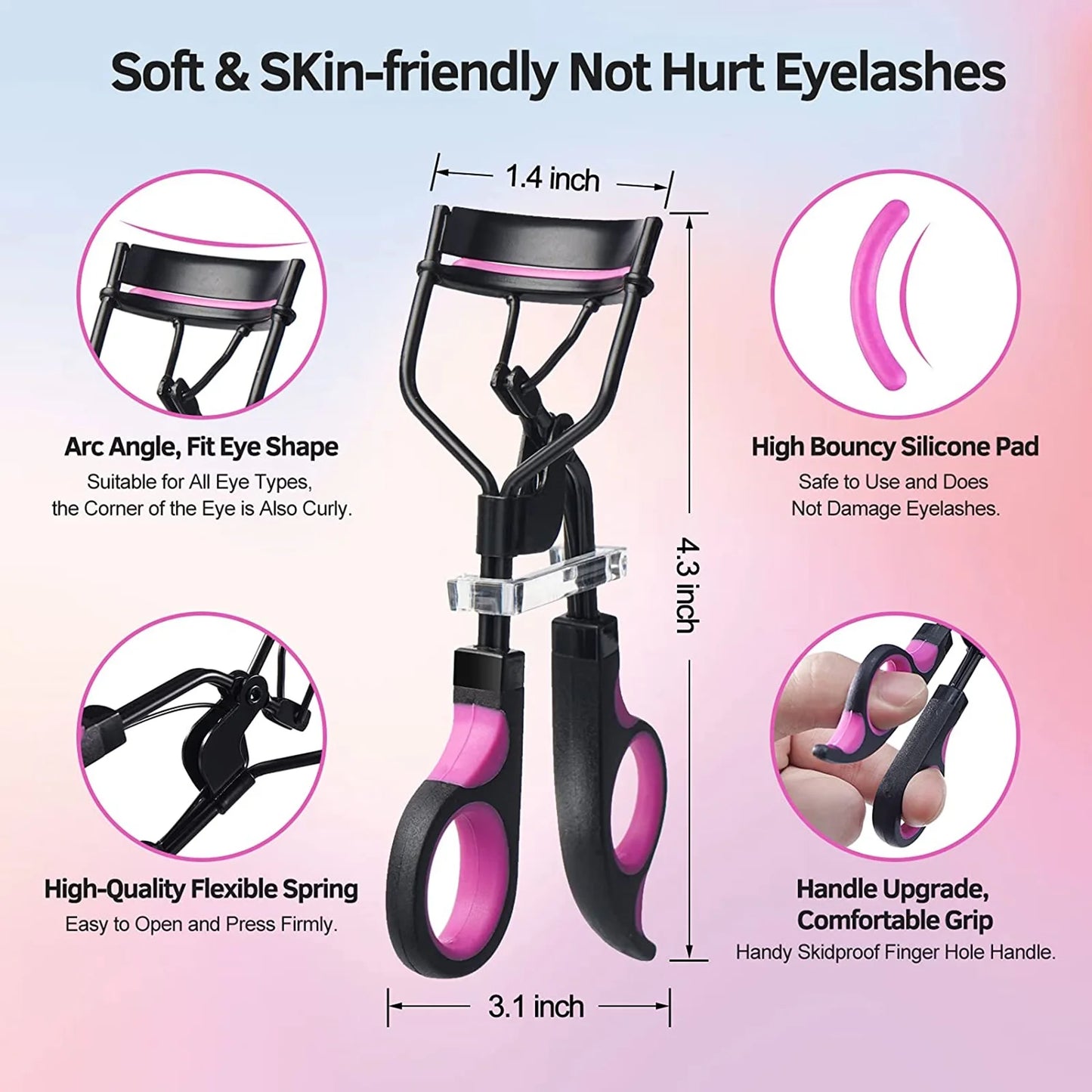 Eyelash Curler Kit with Comb, Tweezers & Refills