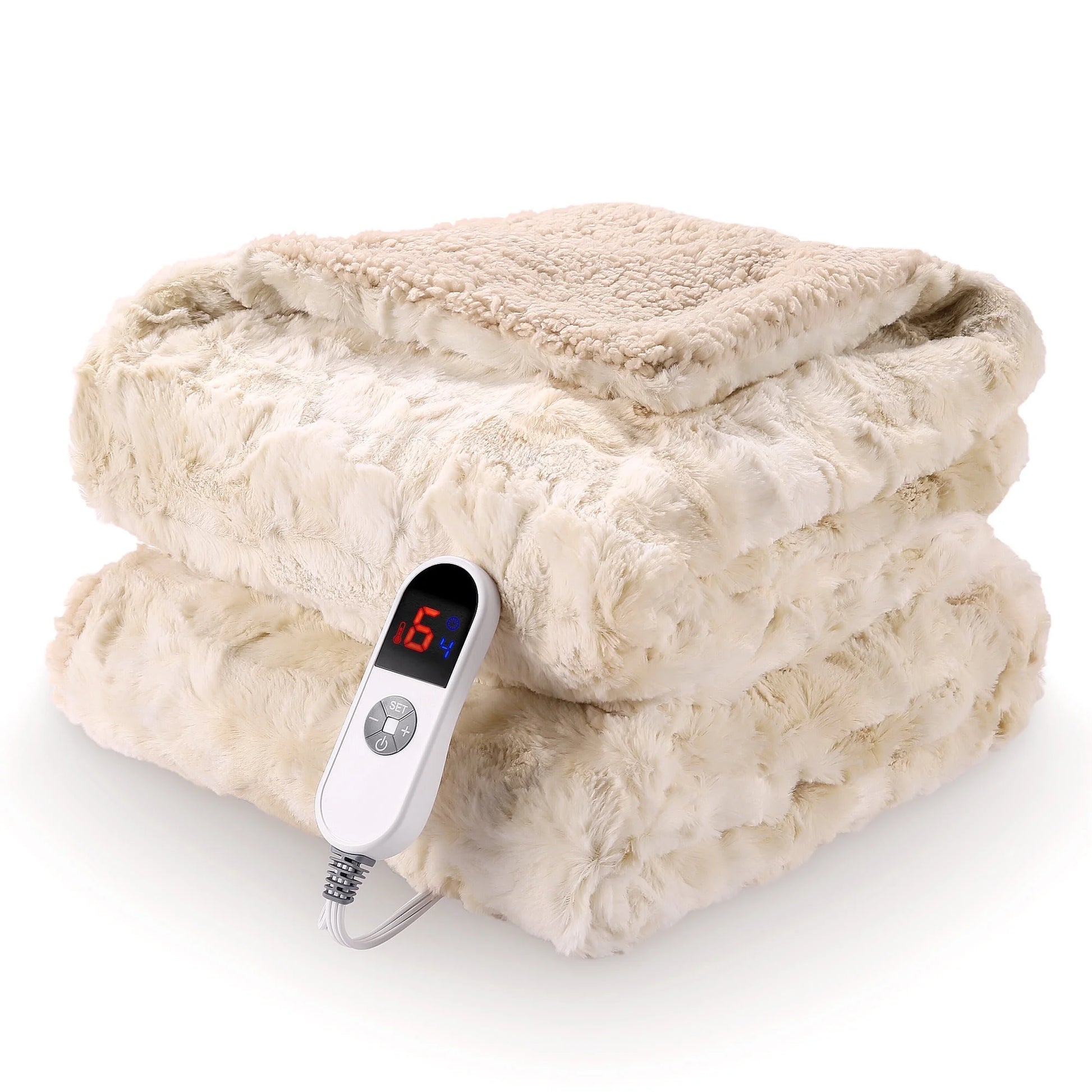 Soft Faux Fur Electric Blanket - 6 Heat Settings, 50x60"