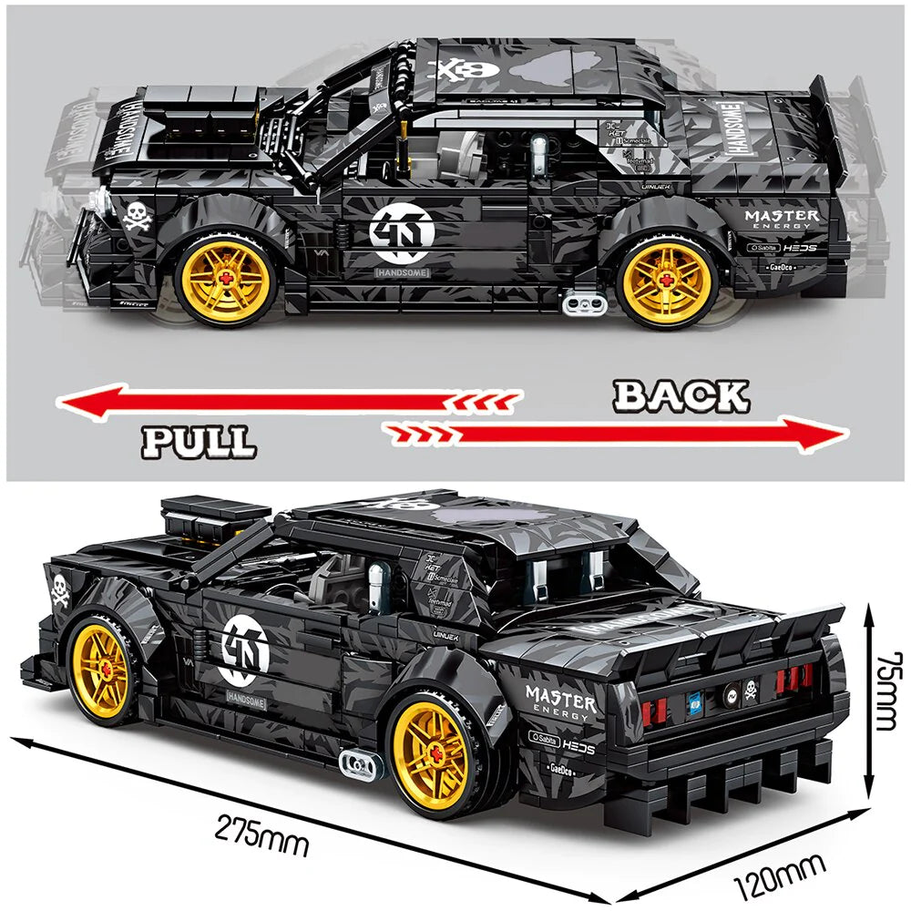 Speed Champions Cars Ford Mustang 2014 Building Blocks Car Ken Block Stickers Drift Ghost Pull Back Model Toys