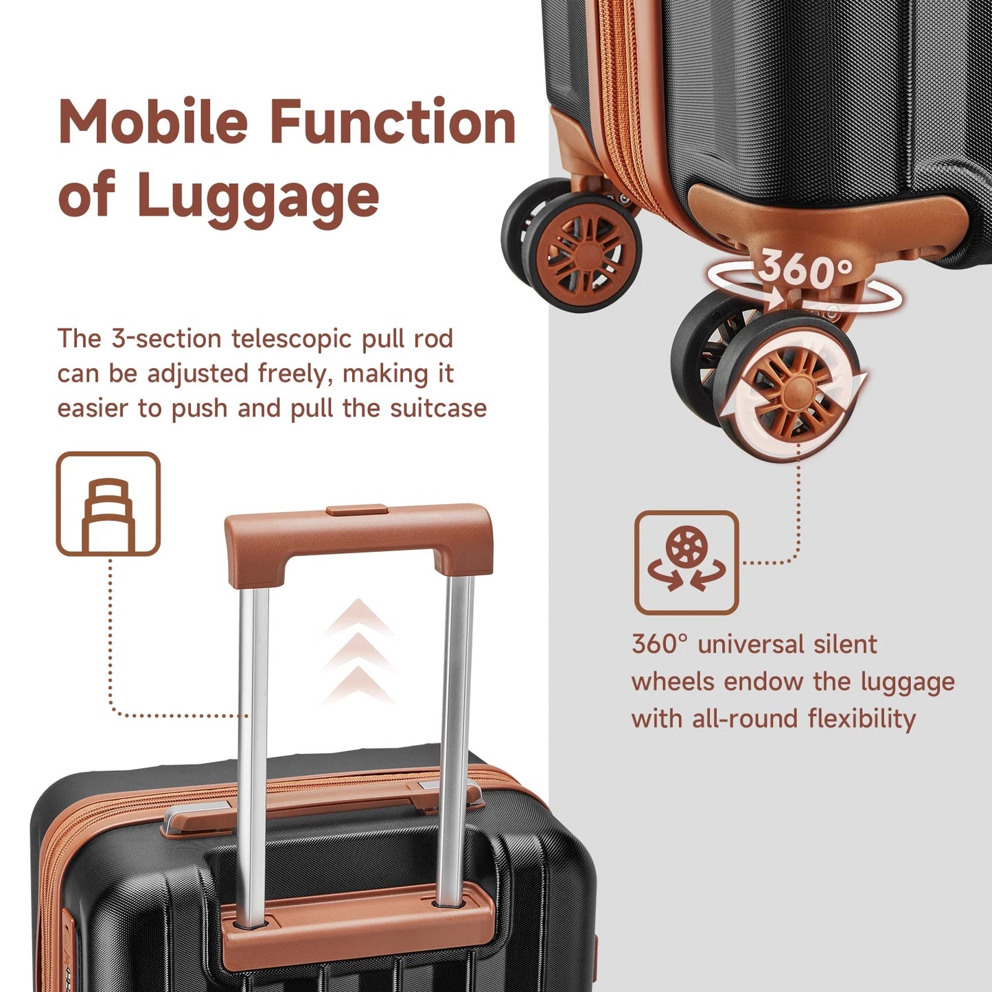 Luggage Sets Expandable Hard 18 Inch Carry-On Luggage USB Port Cup Holder TSA Lock Suitcase