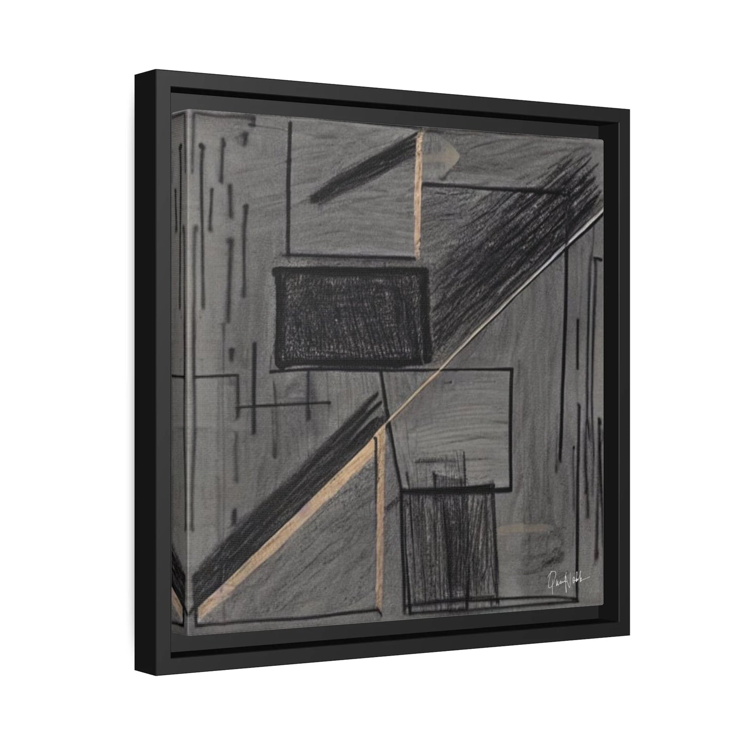 GRAY Canvas Wall Art Matte with Frame - by Queennoble