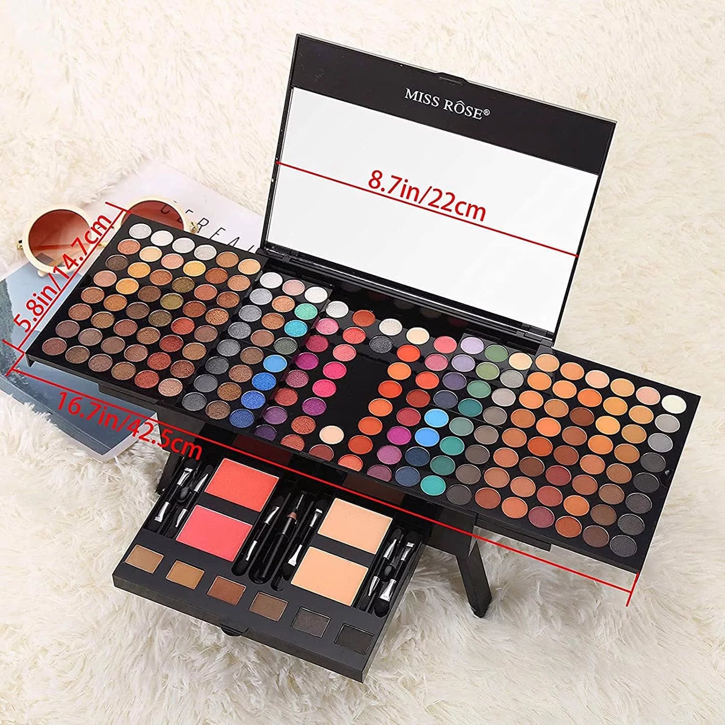 Professional Makeup Kit: 190 Colors, Full Face Set