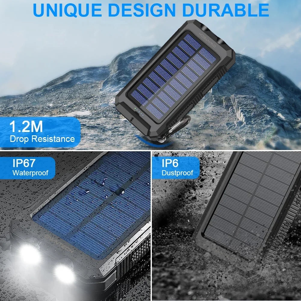 Portable Solar Power Bank, 20000mAh, for Phones & Android