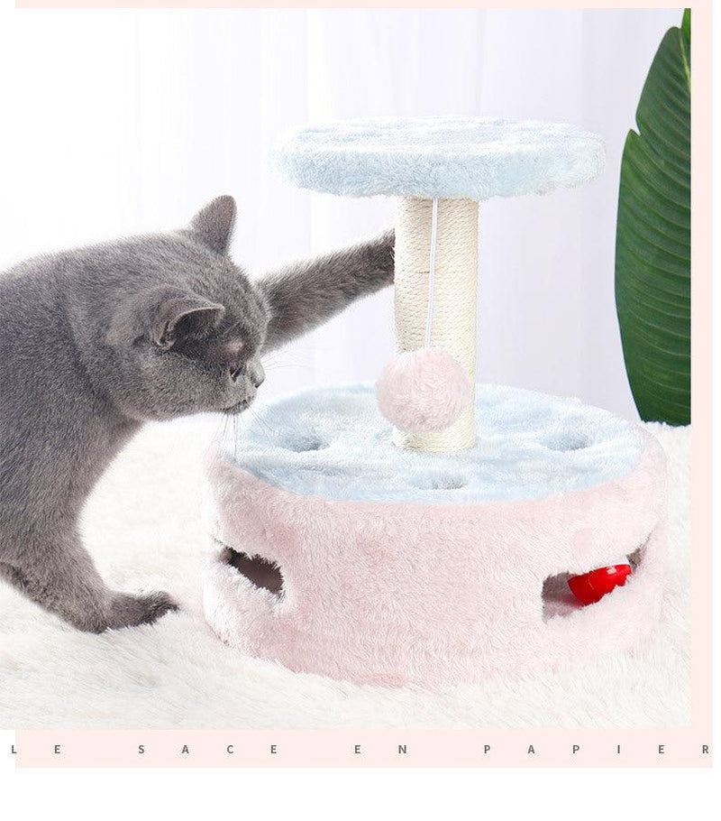 Multifunctional Kitty Haven: Plush Cat Climbing Frame with Scratching Post and Jumping Platform