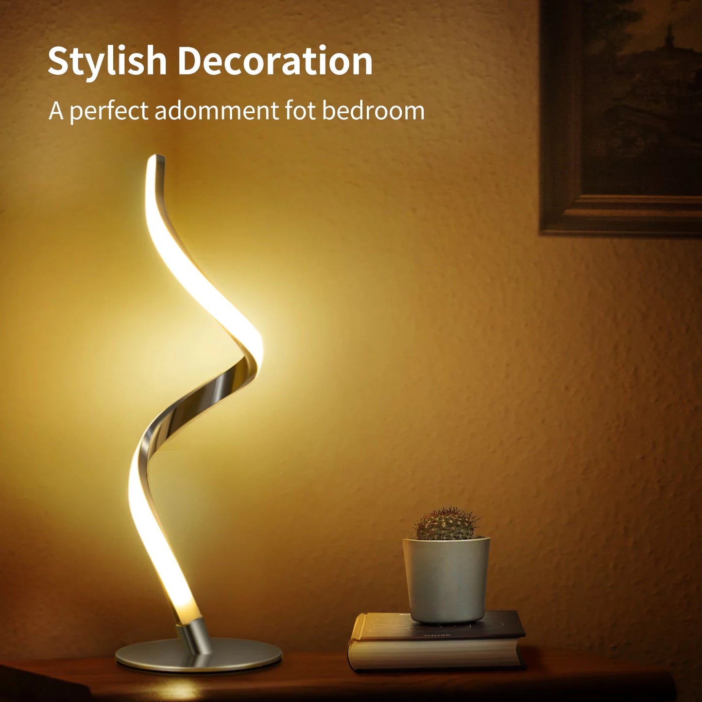 Modern Spiral Touch Control Table Lamp (3-Color Dimmable)