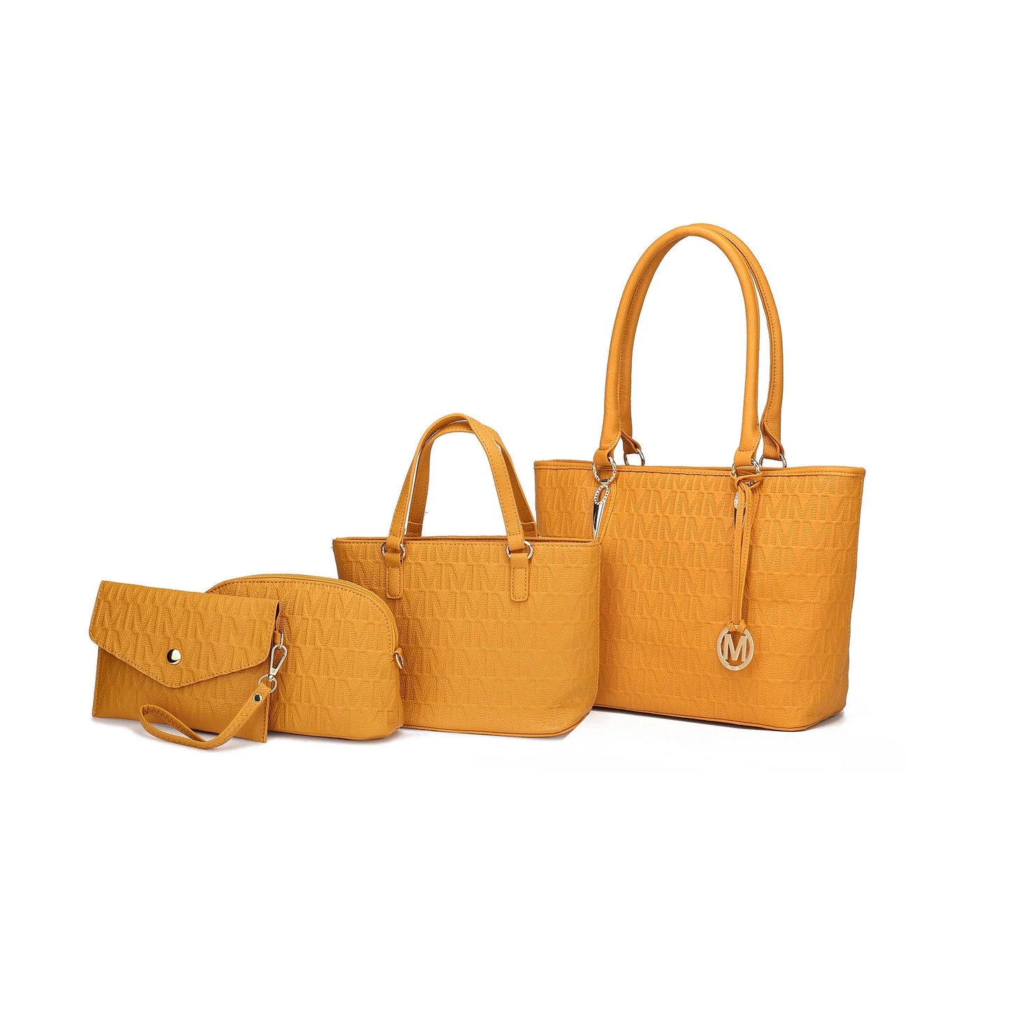 Edelyn Embossed M Signature Vegan Leather Women’S Tote Bag – 4 Pcs Set by Mia K -