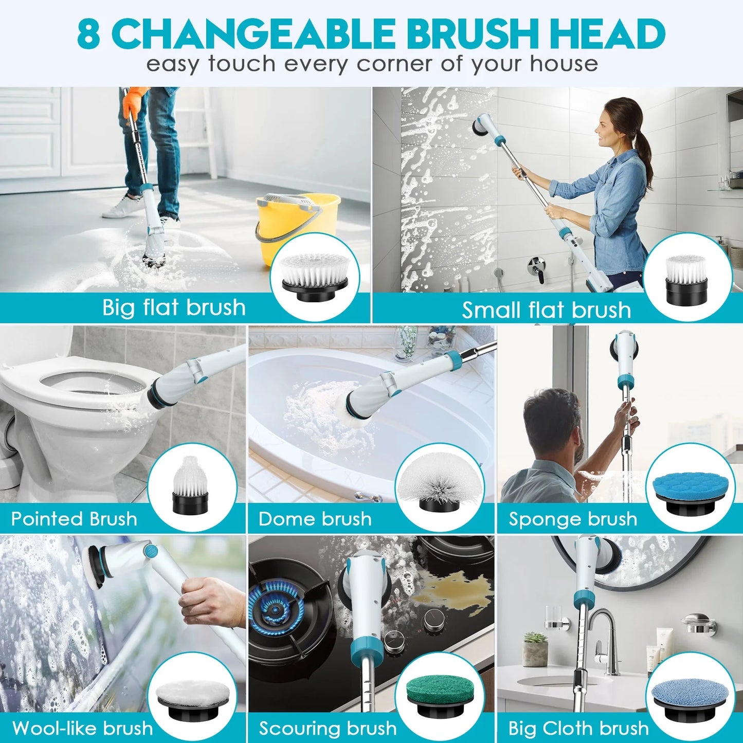 Electric Cleaning Brush for Tub, Kitchen & Floor Cleaning