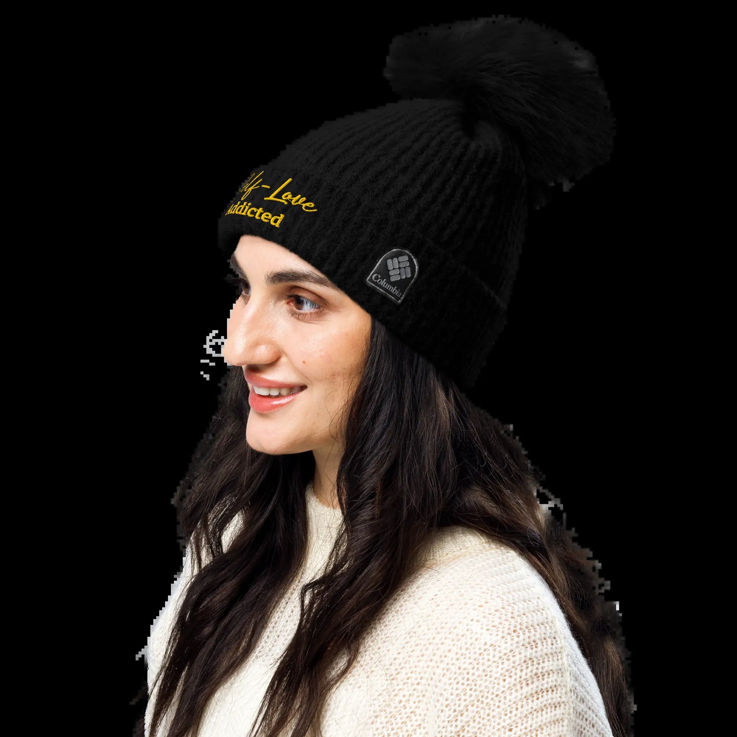 Winter Hats - Self Love - Columbia Pom-Pom Beanie with Embroidery