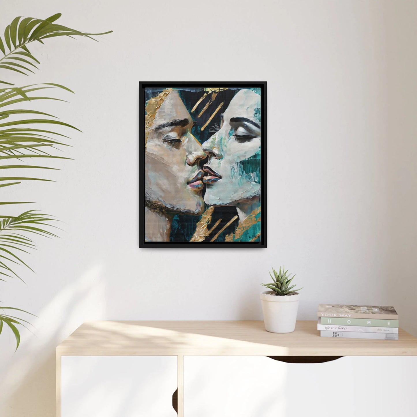 CLOSED EYES and KISSED Canvas Wall Art - by Queennoble