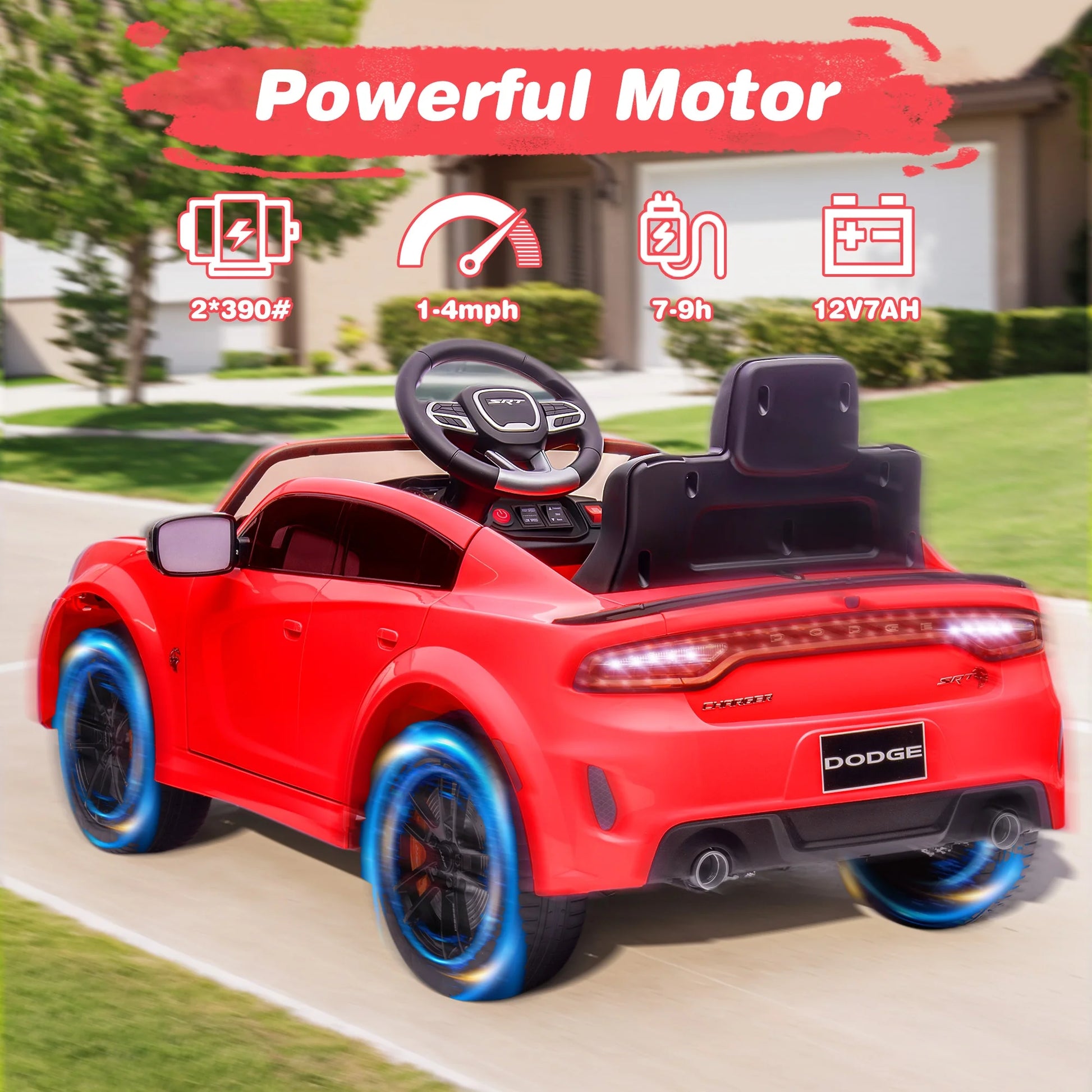 Dodge Charger SRT Kids Electric Ride-On with Remote (Red)