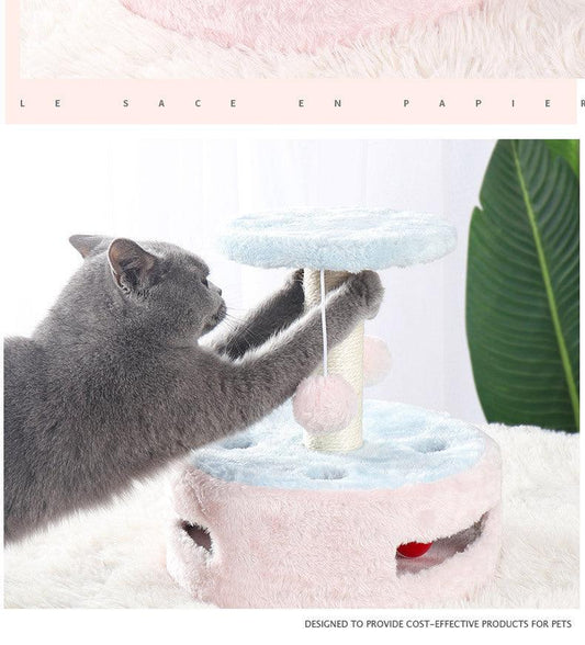 Multifunctional Kitty Haven: Plush Cat Climbing Frame with Scratching Post and Jumping Platform