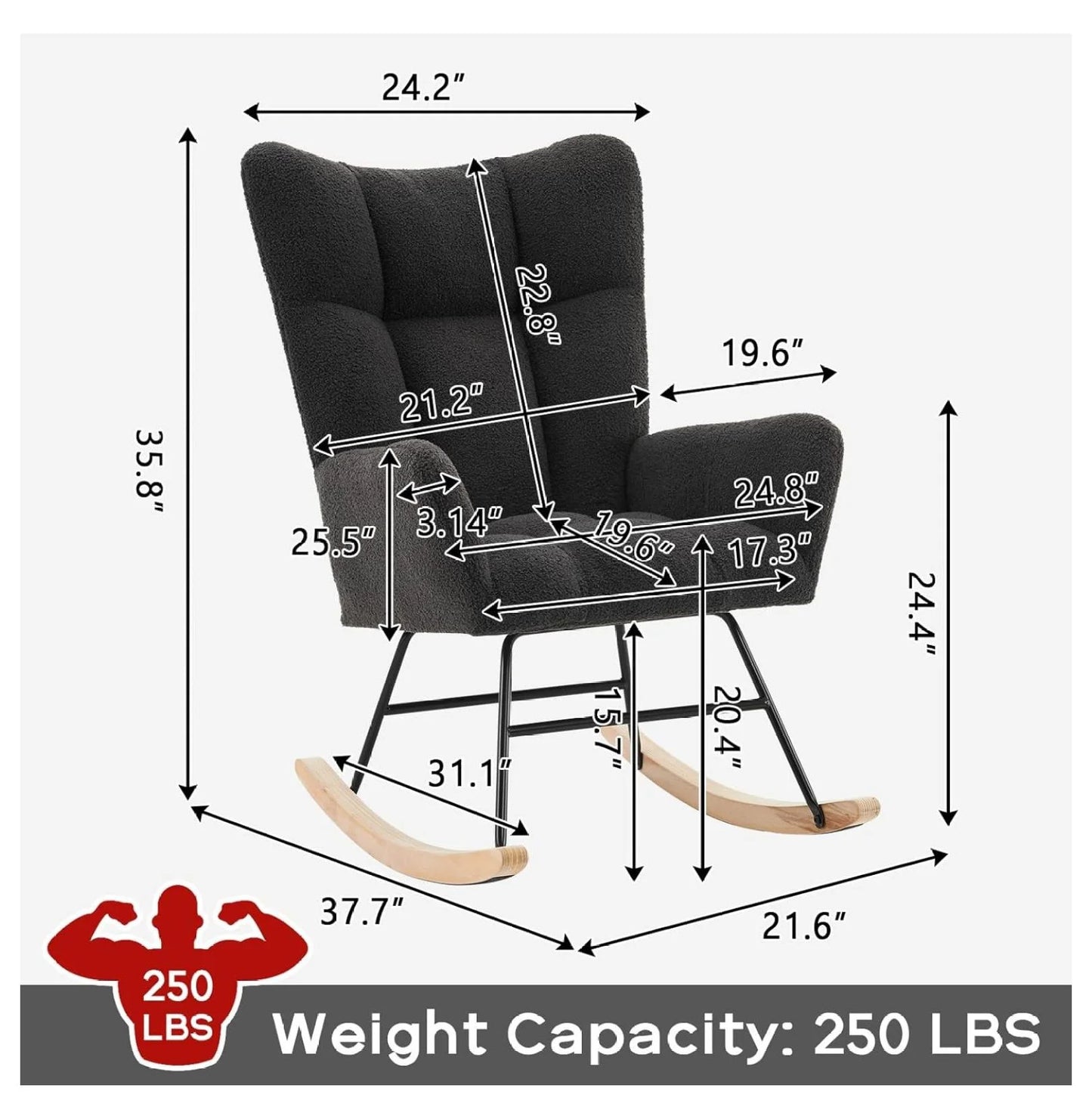 Modern Nursery Rocking Glider with High Back