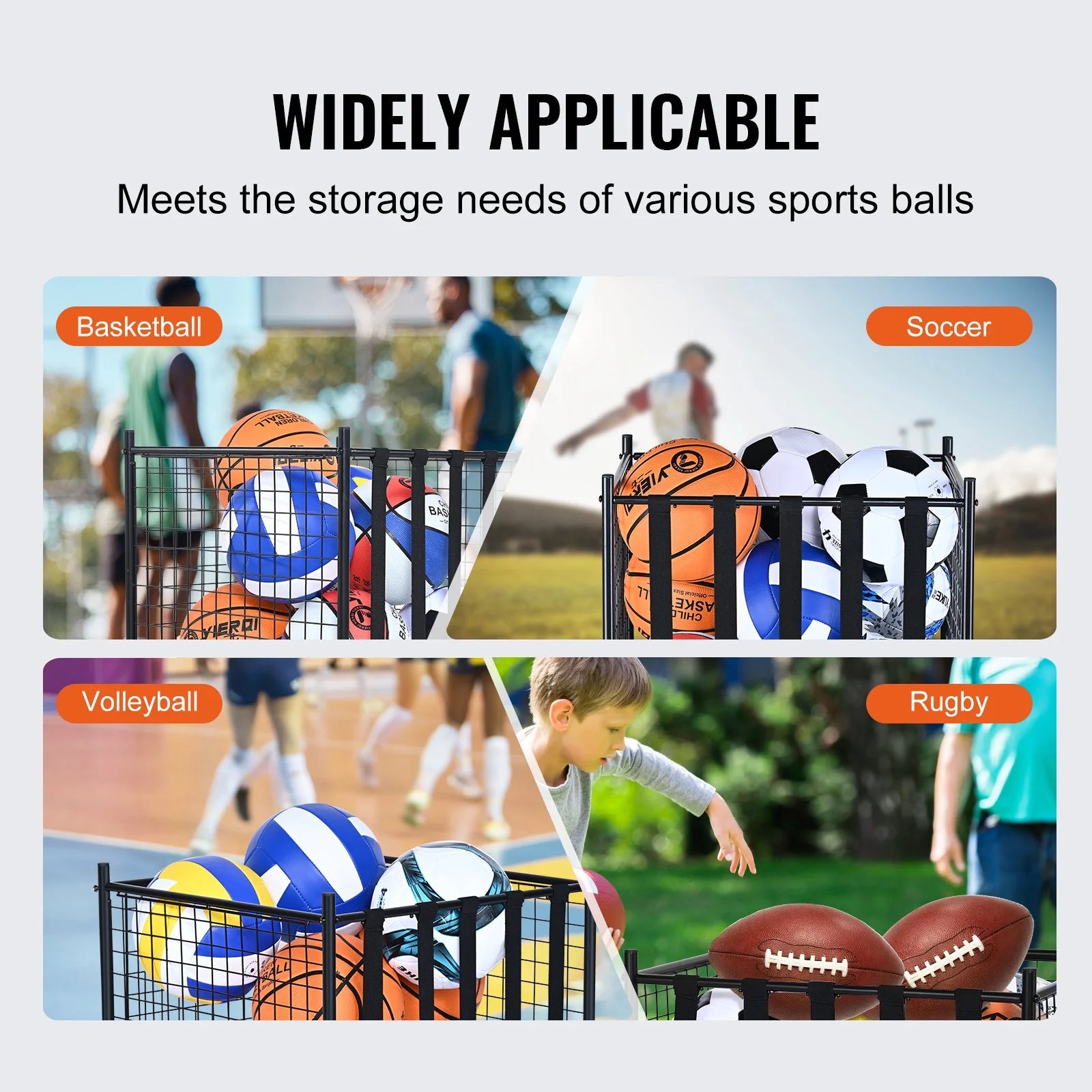 Rolling Sports Ball Cart: Lockable & Durable