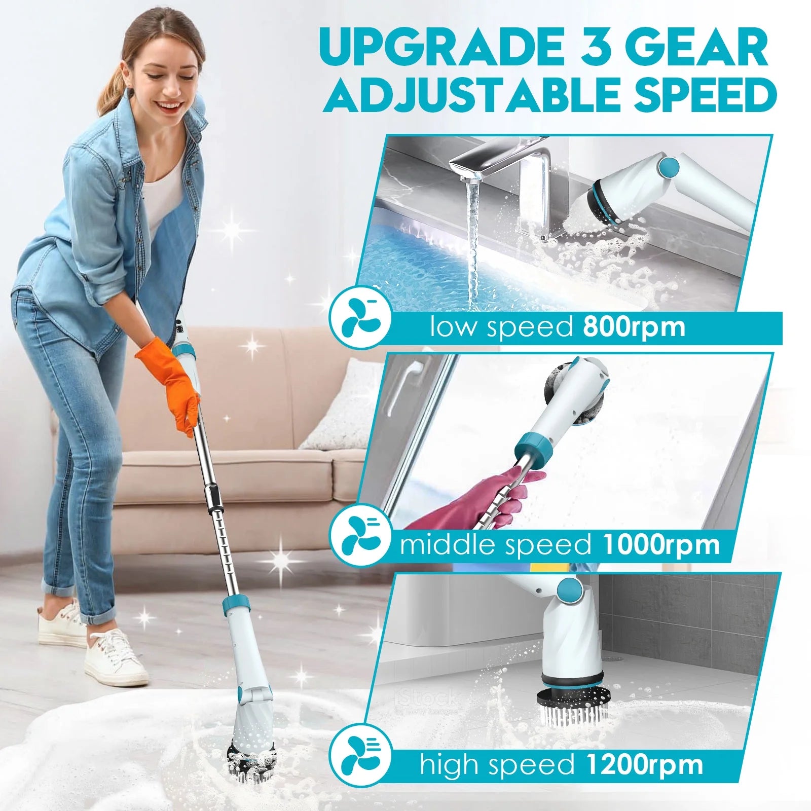 Electric Cleaning Brush for Tub, Kitchen & Floor Cleaning