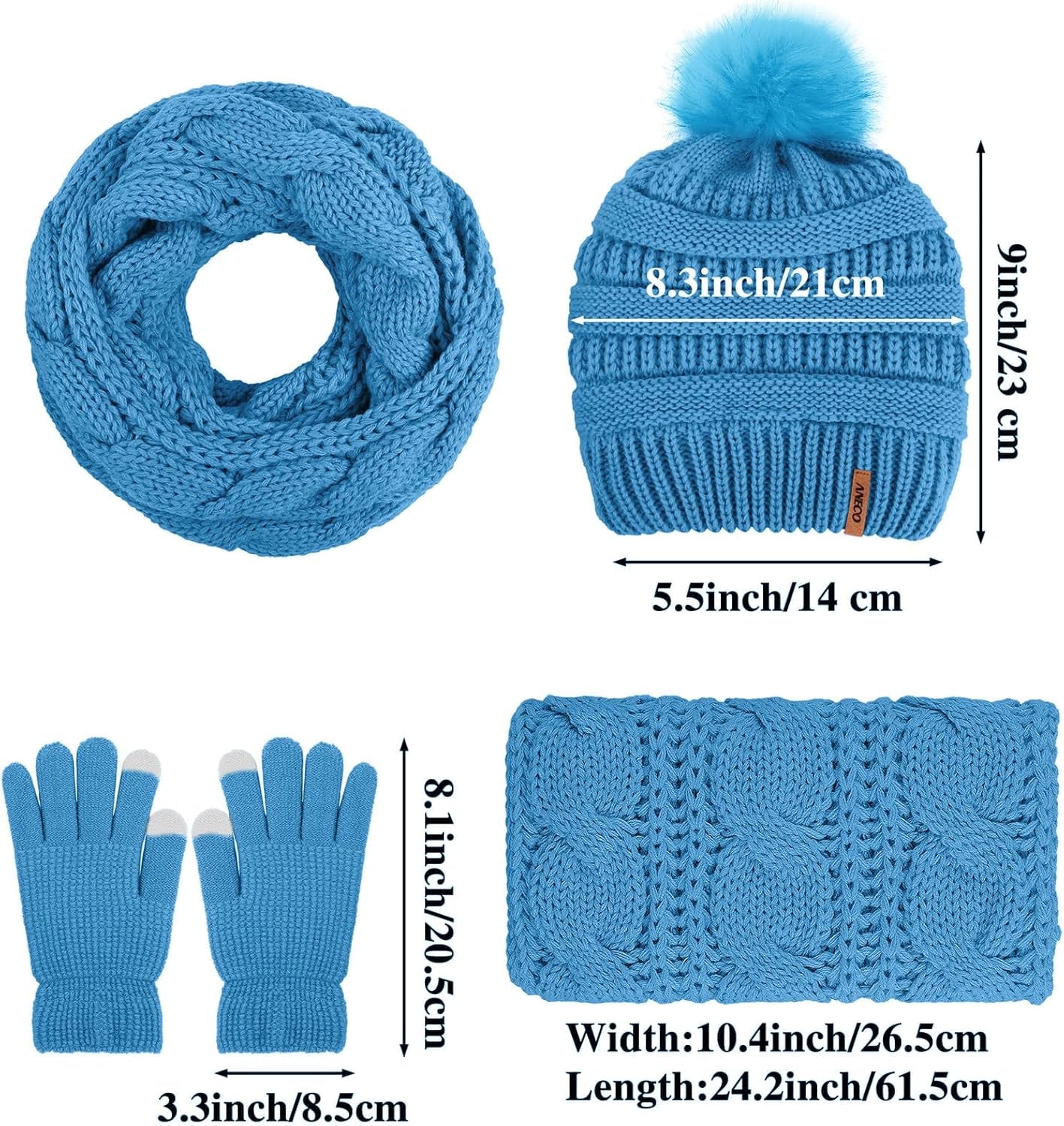 Women's Winter Accessory Set: Beanie, Scarf, Gloves