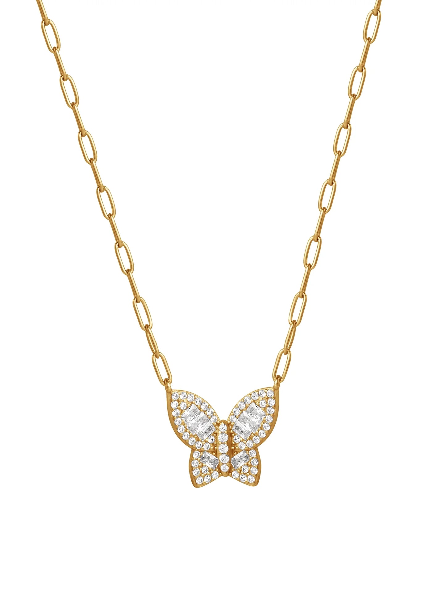 Brilliance Fine Women'S Cubic Zirconia Yellow Gold Plated Sterling Silver Heart and Butterfly Necklace Set, 18"