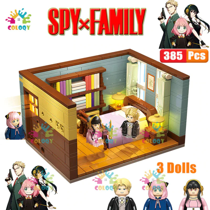 Popular Anime Arnia Spy X Family Living Room Building Blocks Mini Action Figures House Bricks Toys for Kids Christmas Gifts